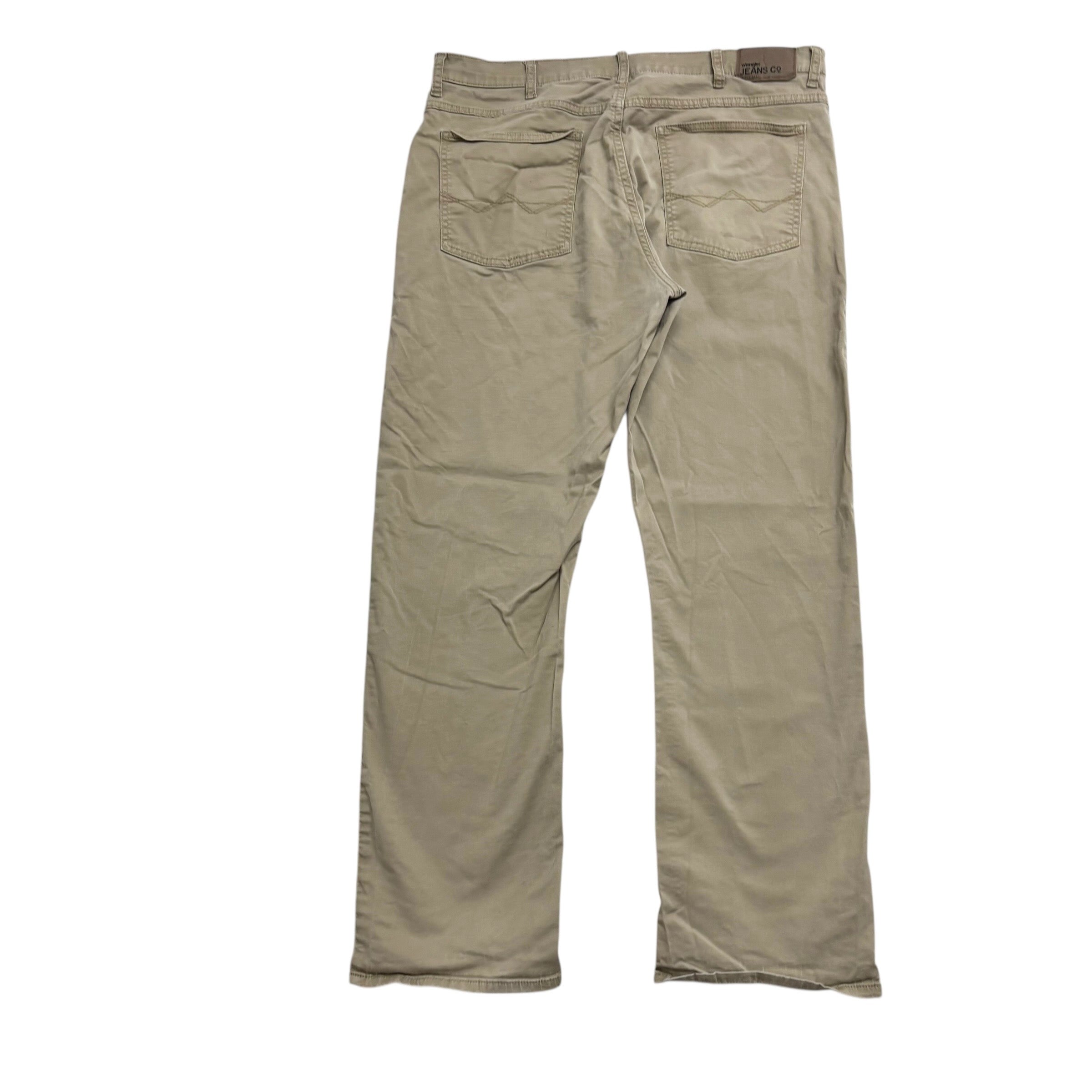 Wrangler Trousers W36 L30 Mens Beige Regular Straight Fit Stretch Pants