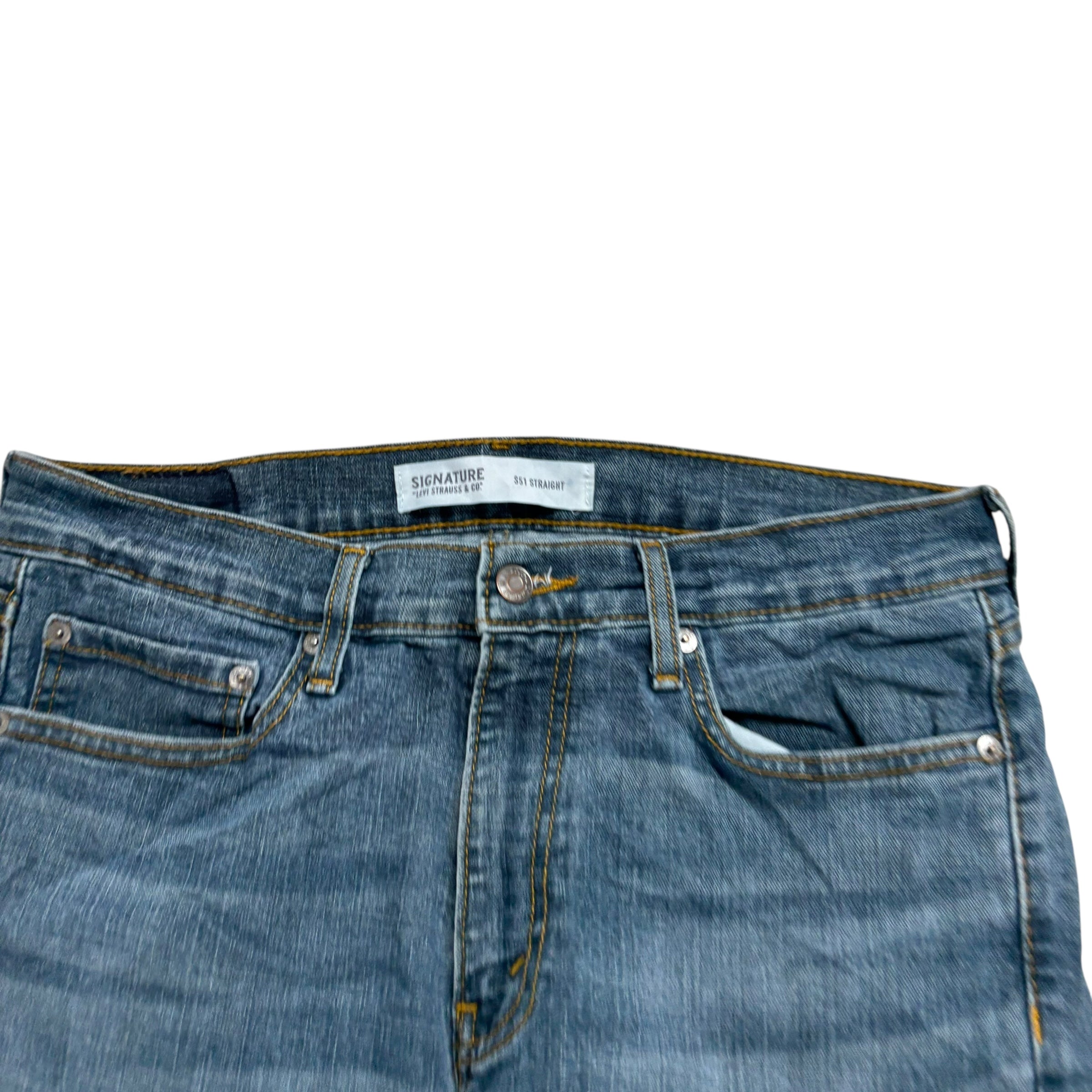 Levis Signature Jeans W32 L29 Mens Dark Blue Regular Straight Stretch Denim (E)