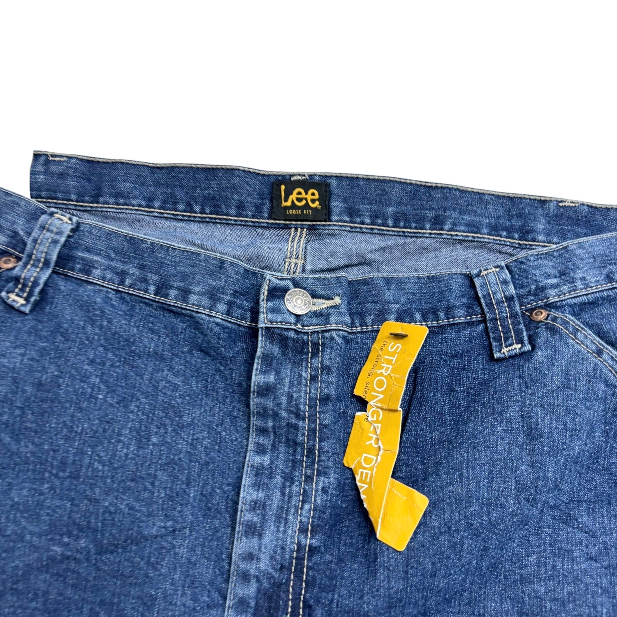 Lee Carpenter Jeans W46 L32 Mens Mid Blue Baggy Relaxed Straight Fit Denim (E)