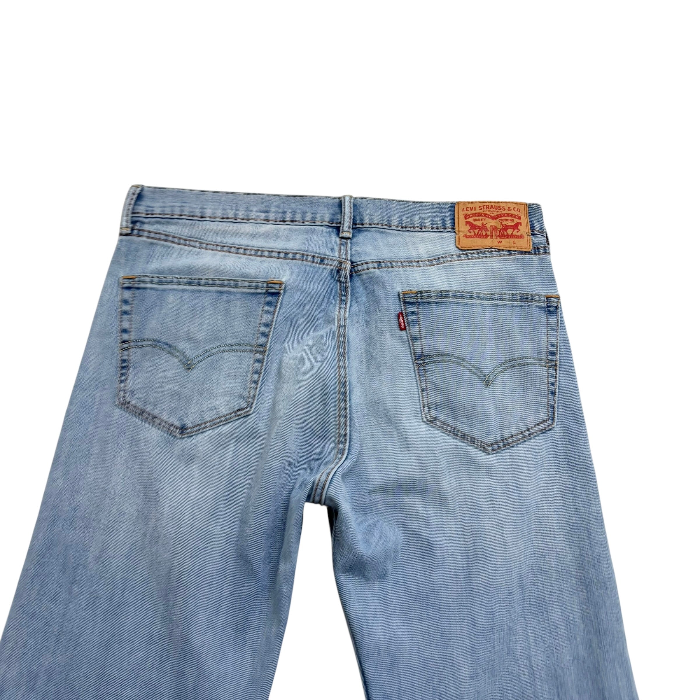 Levis 505 Jeans W34 L30 Mens Light Blue Regular Straight Fit Stretch Denim (E)