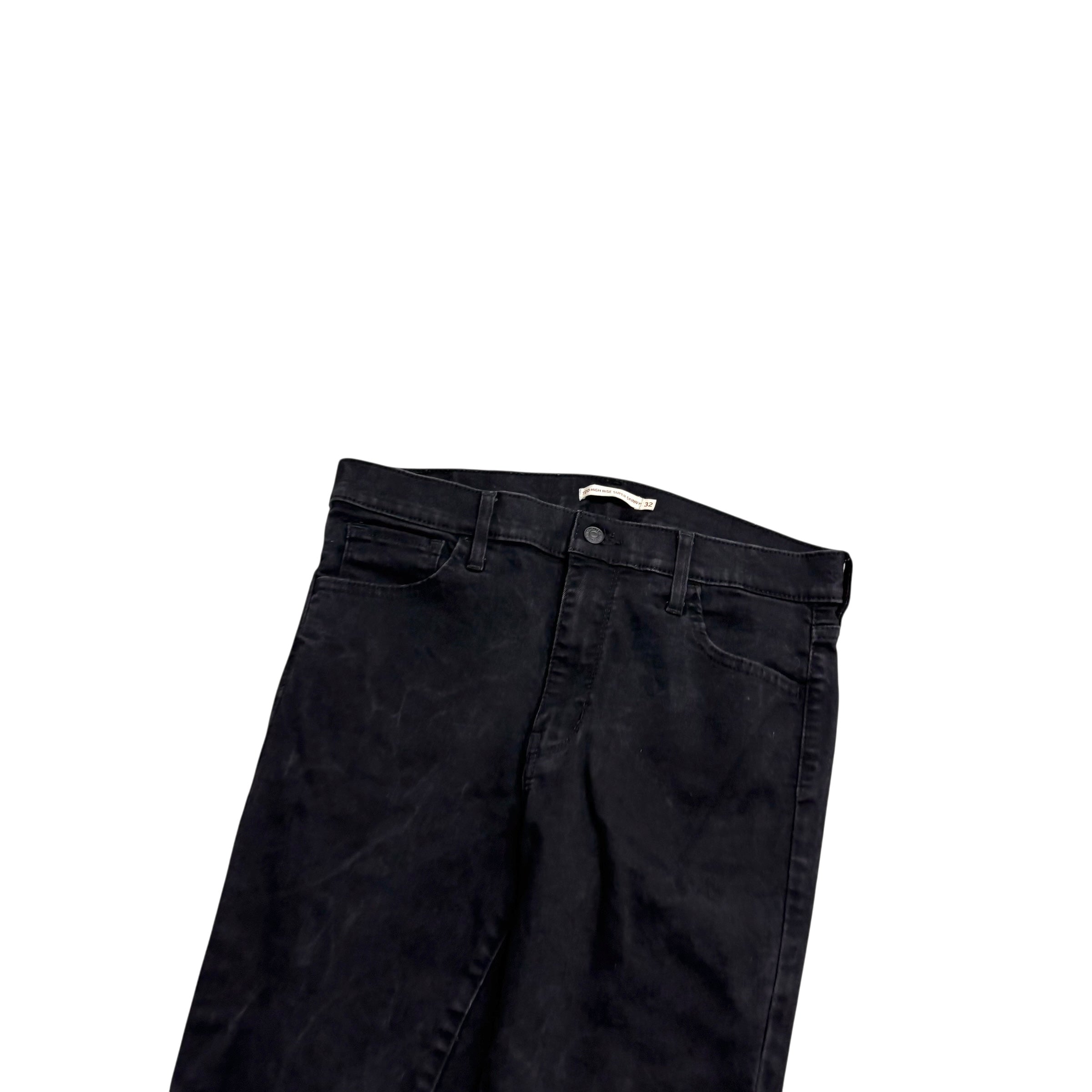 Levis 720 Jeans W32 L29 Womens Black High Rise Super Skinny Stretch Denim (E)