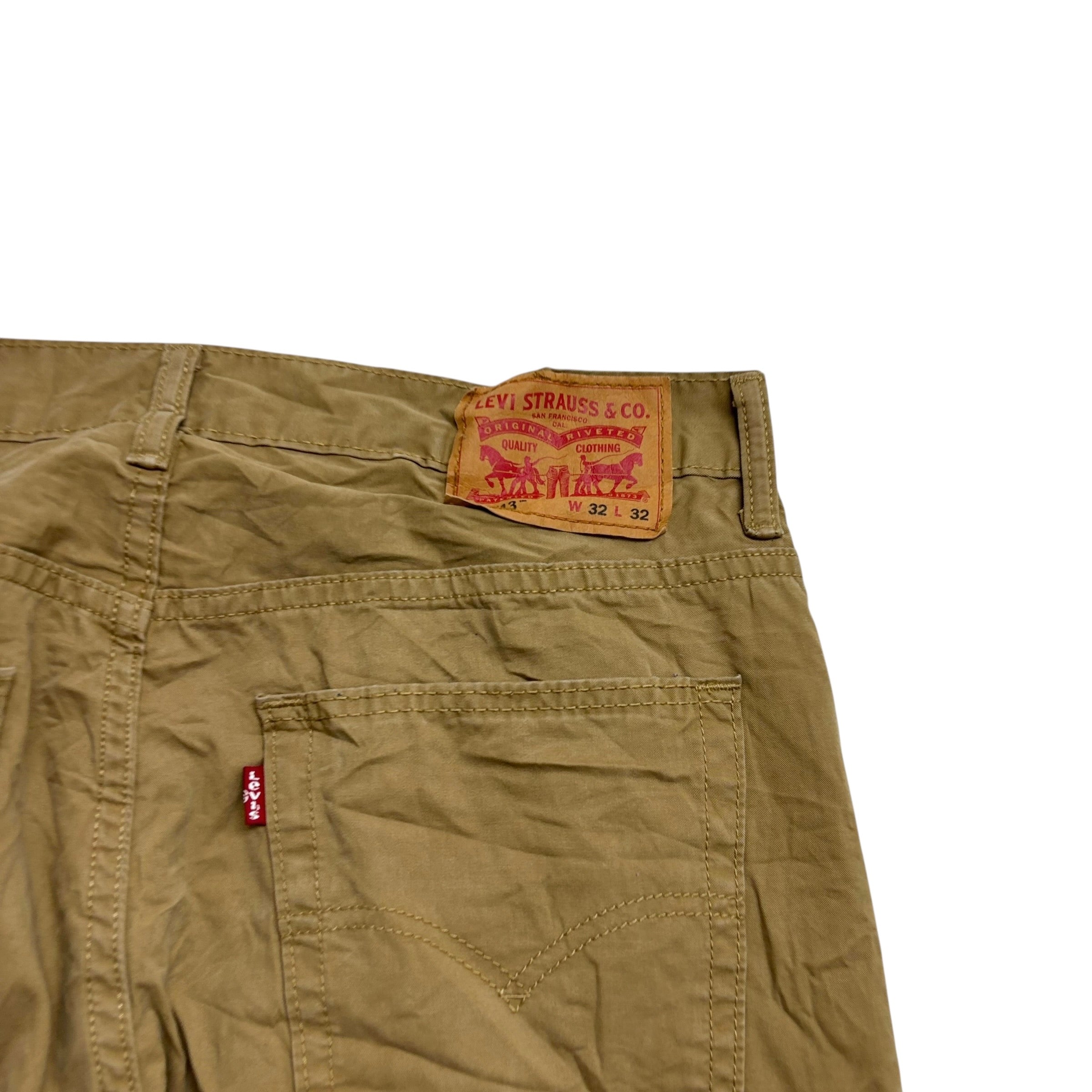 Levis 513 Trousers W32 L32 Mens Beige Tan Slim Straight Fit Pants (E)