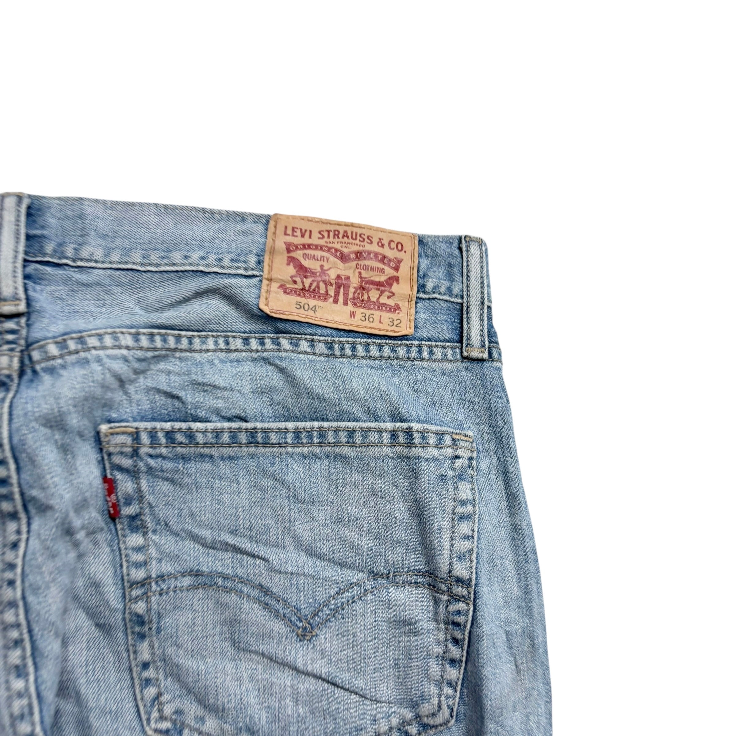 Levis 504 Jeans W36 L30 Mens Light Blue Regular Straight Fit Denim
