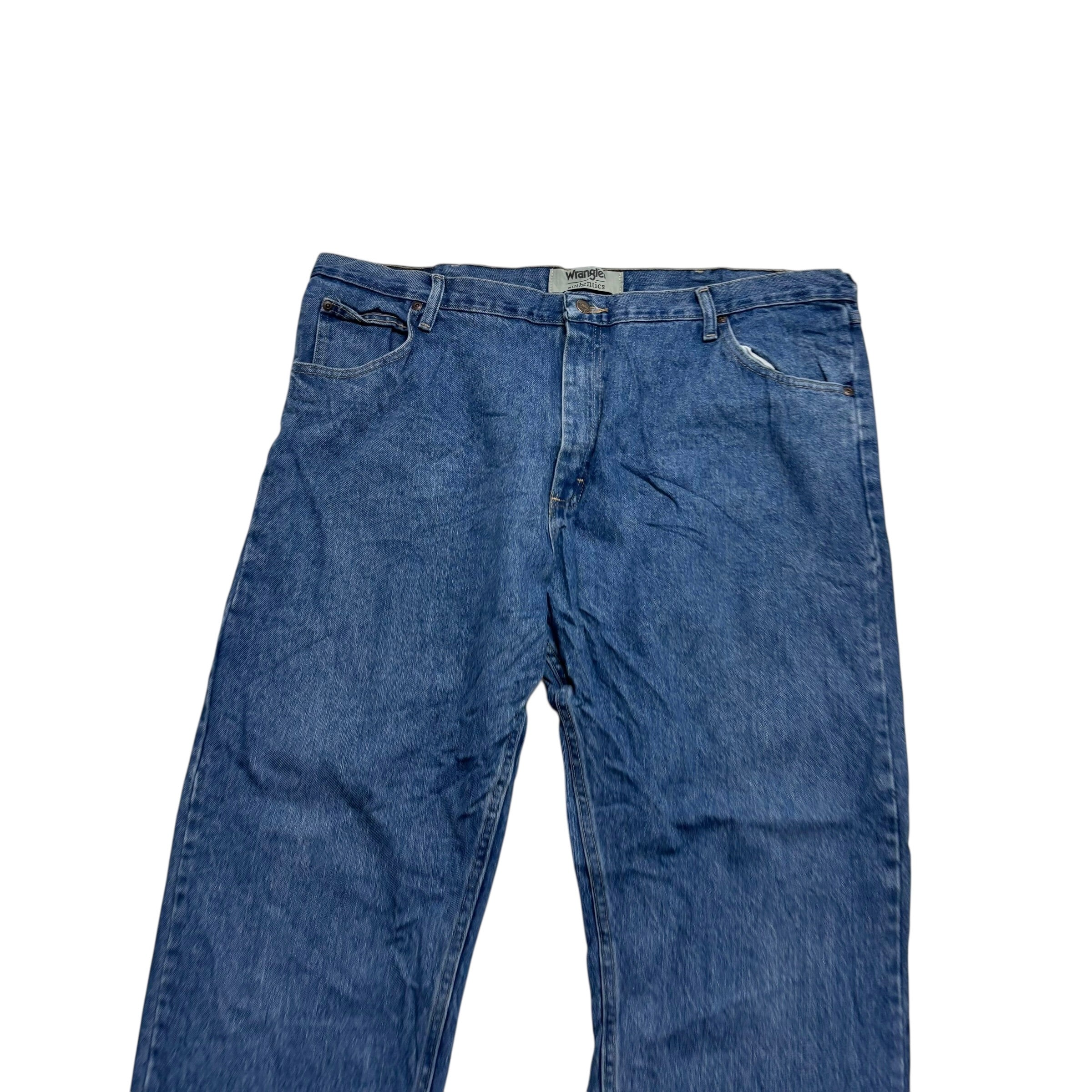 Wrangler Jeans W42 L30 Mens Mid Blue Relaxed Straight Fit Denim (E)