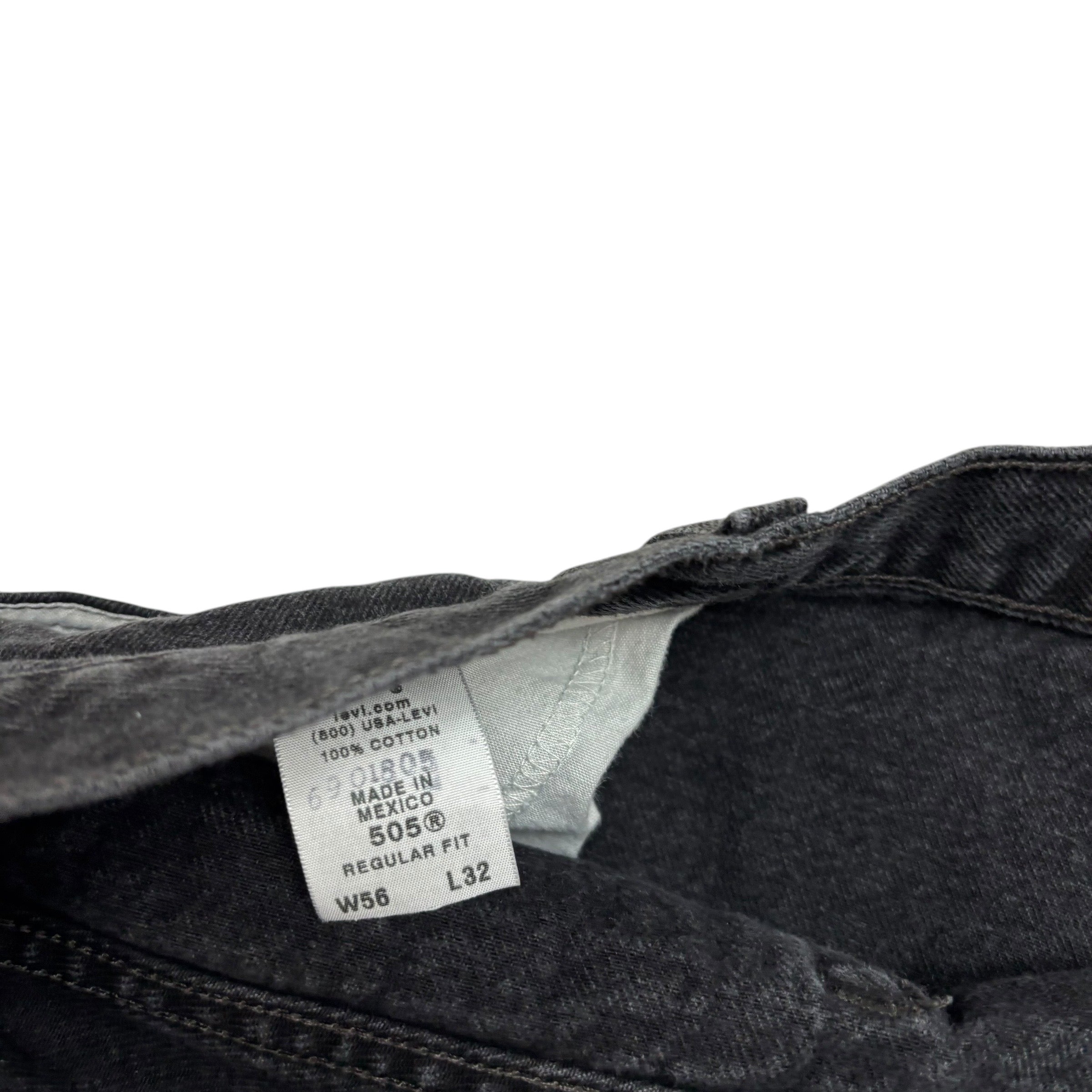 Levis 505 Jeans W54 L32 Mens Black Regular Straight Fit Vintage Denim (E)