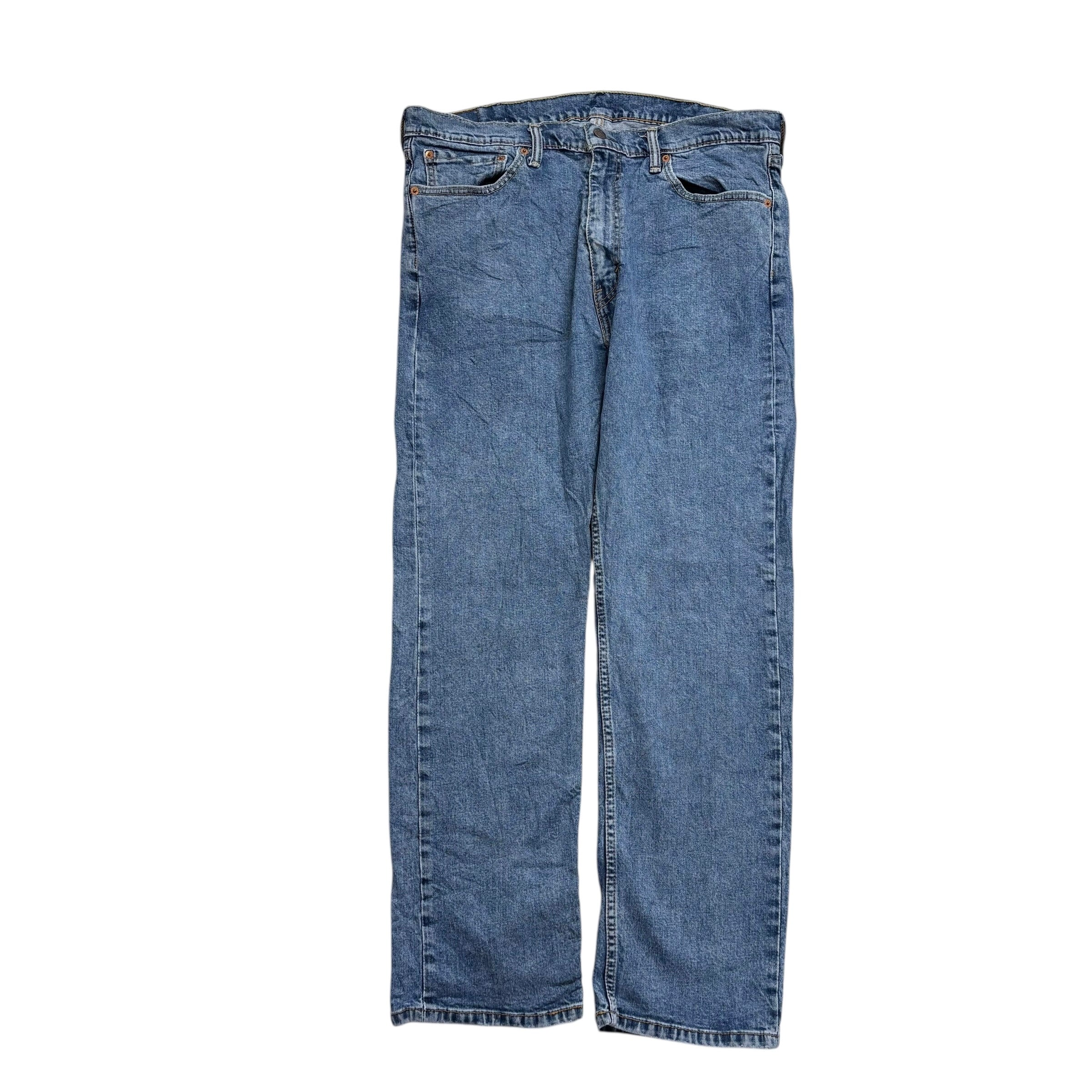 Levis 505 Jeans W36 L30 Mens Mid Blue Regular Straight Fit Stretch Denim (E)