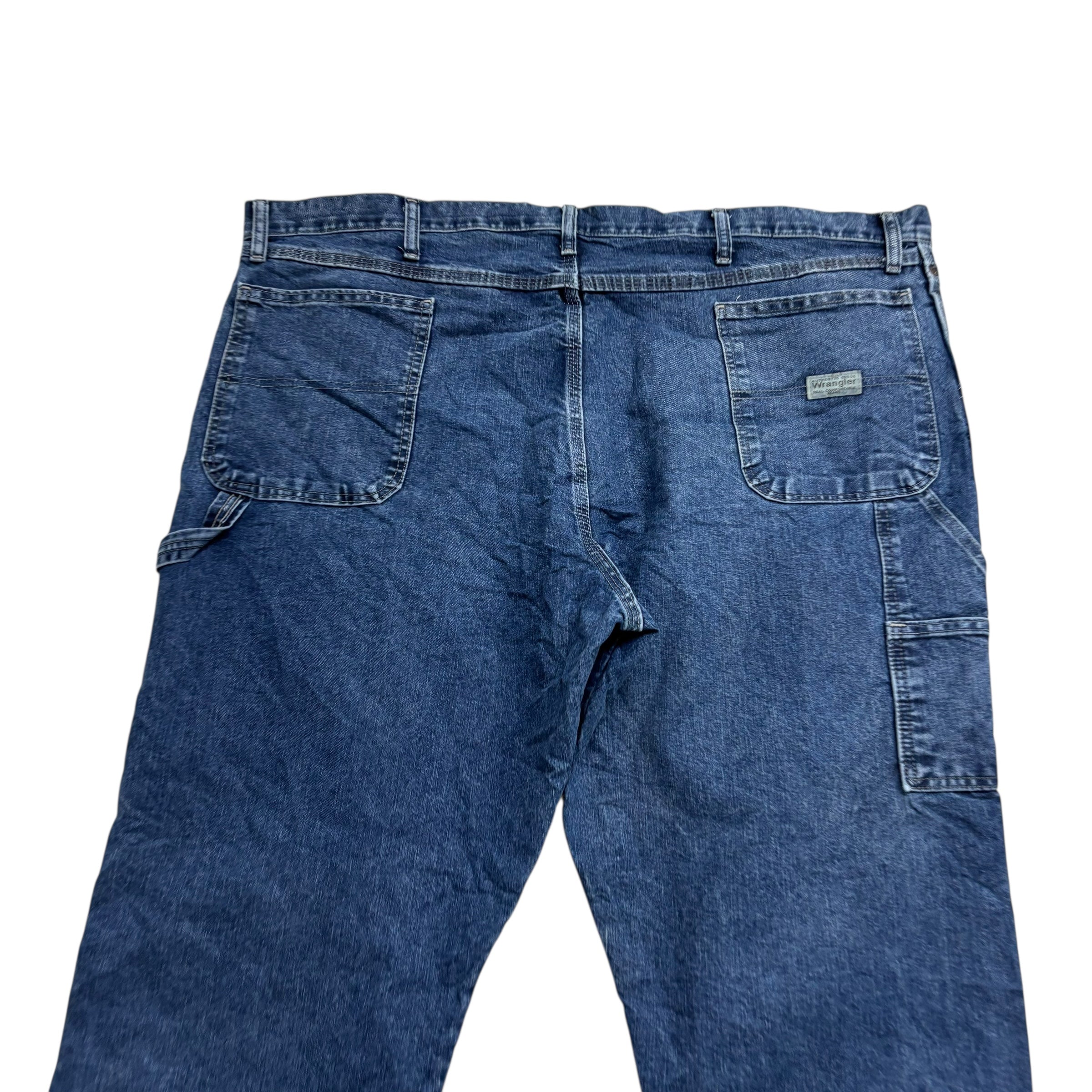 Wrangler Carpenter Jeans W46 L30 Mens Mid Blue Relaxed Straight Fit Denim (E)