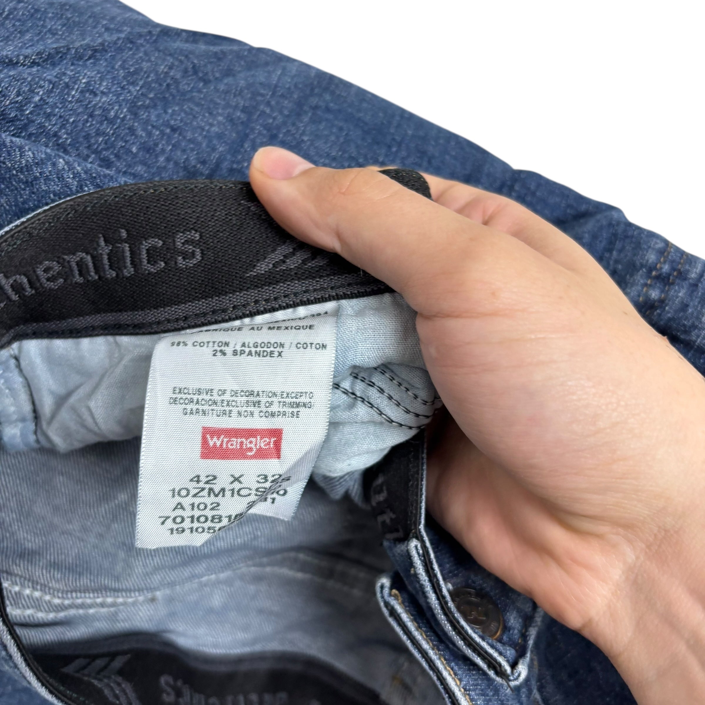 Wrangler Jeans W42 L32 Mens Mid Blue Regular Straight Fit Stretch Denim
