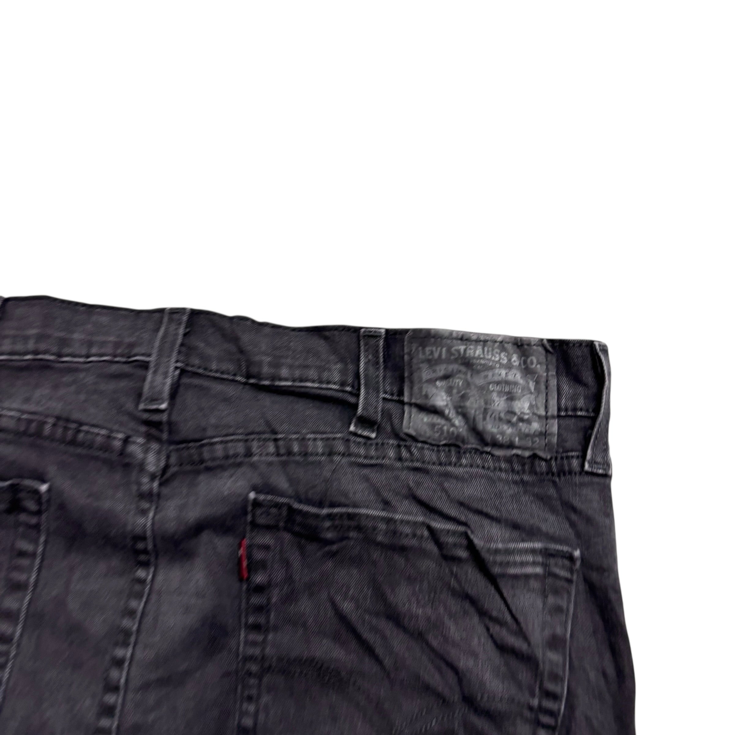 Levis 510 Jeans W36 L31 Mens Black Skinny Fit Stretch Denim (E)
