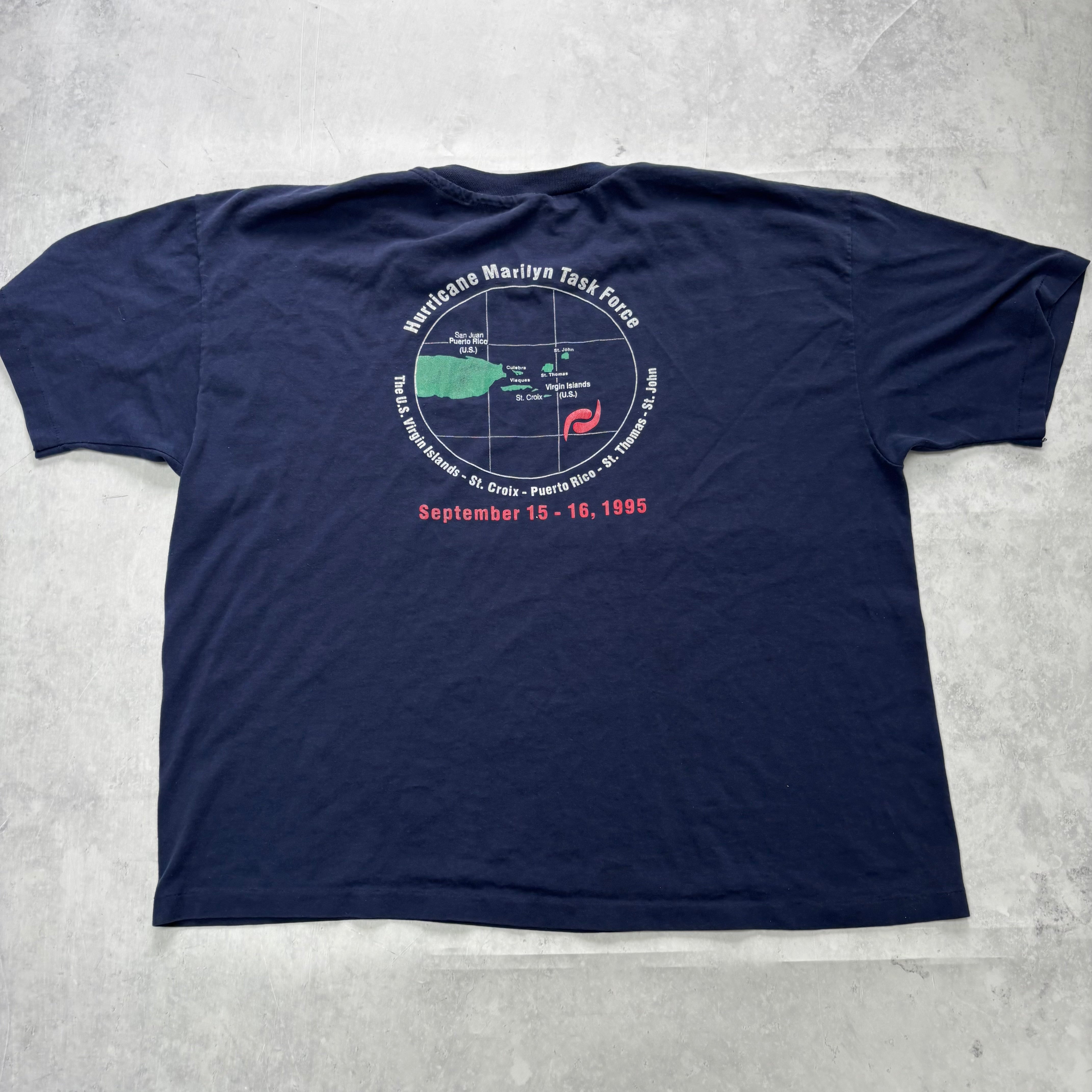 Vintage T Shirt Mens XL Navy Single Stitch Graphic Print 90s Boxy Fit