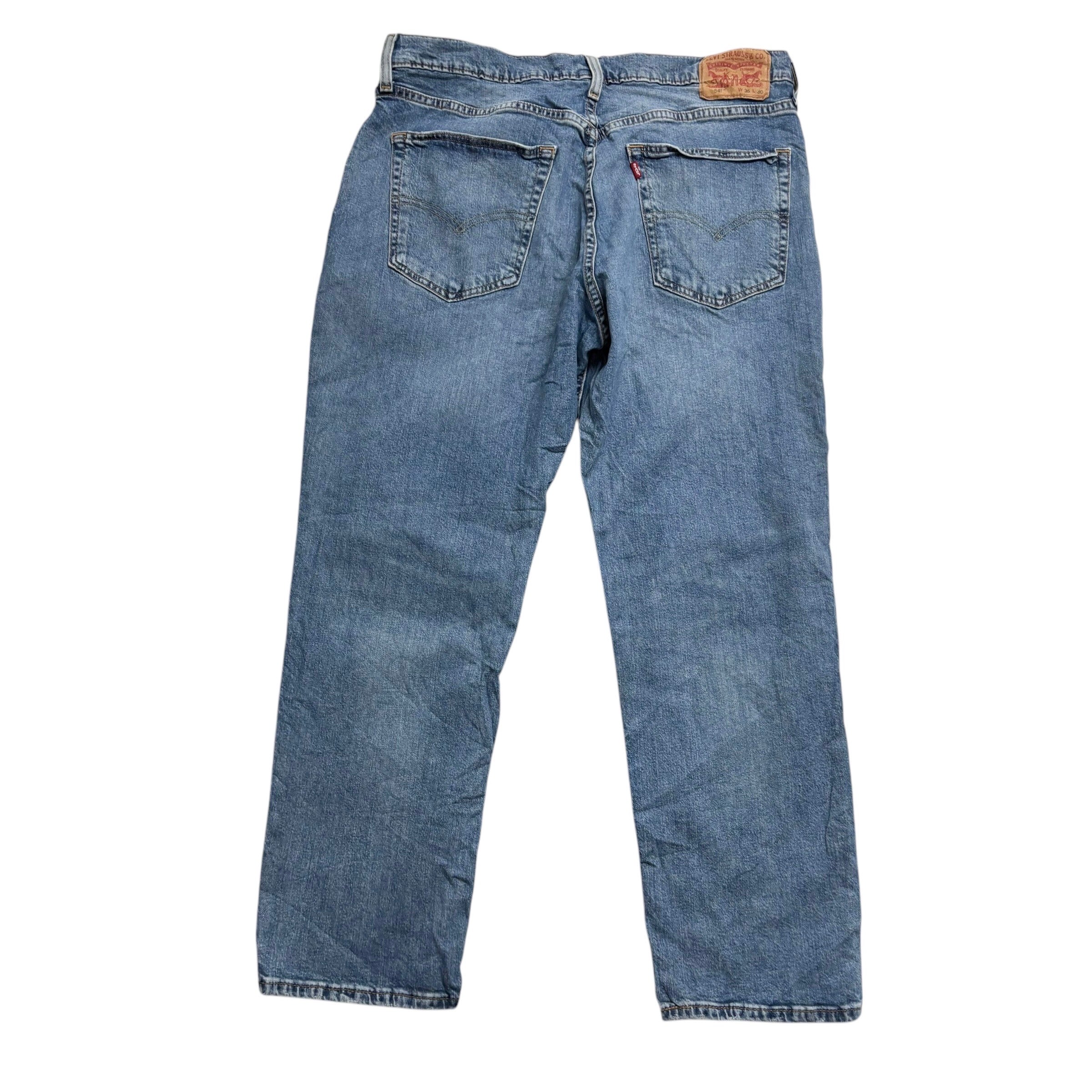 Levis 541 Jeans W36 L30 Mens Light Blue Athletic Tapered Fit Stretch Denim (E)