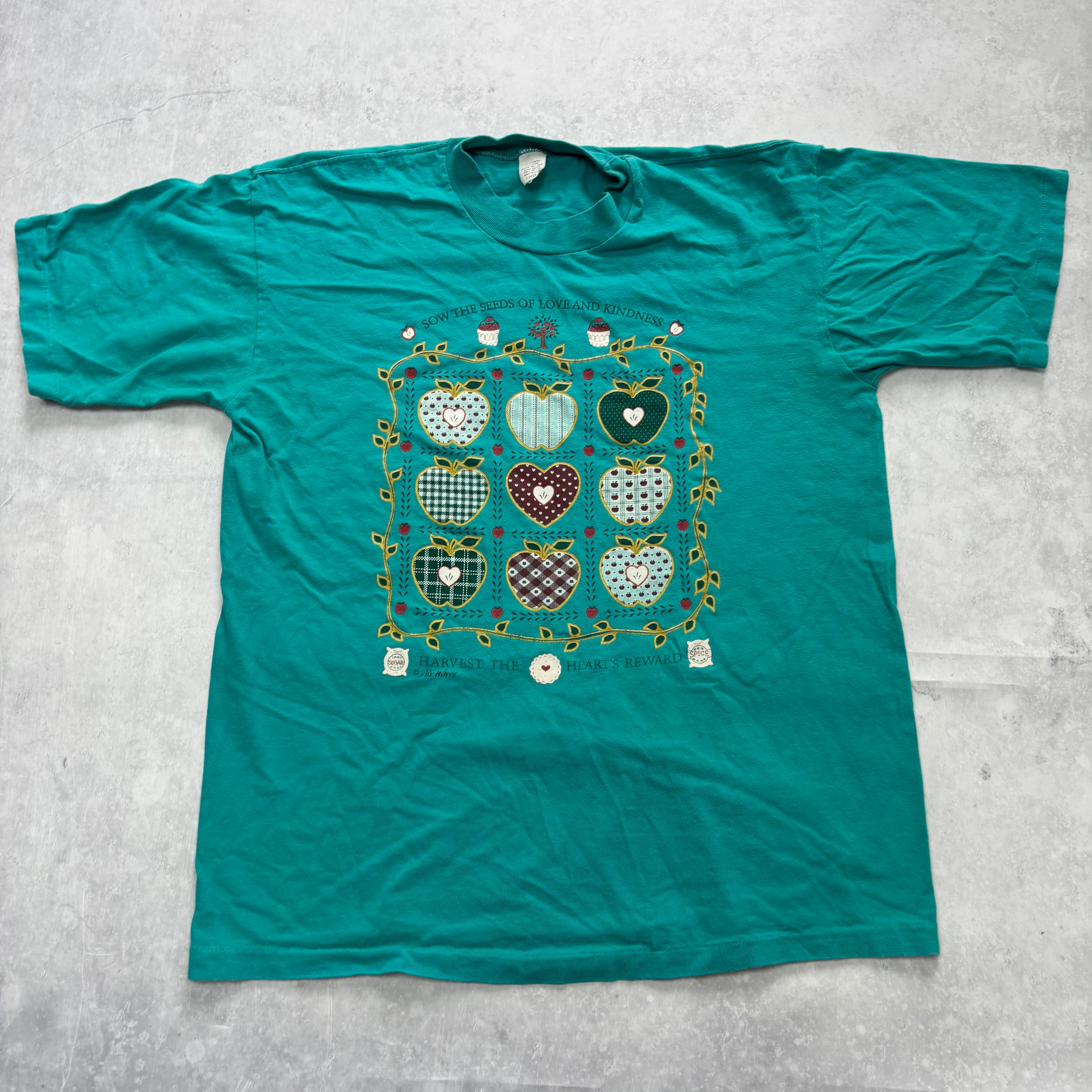 Vintage T Shirt Mens Medium Blue Single Stitch Graphic Print 90s Cute Nature (E)