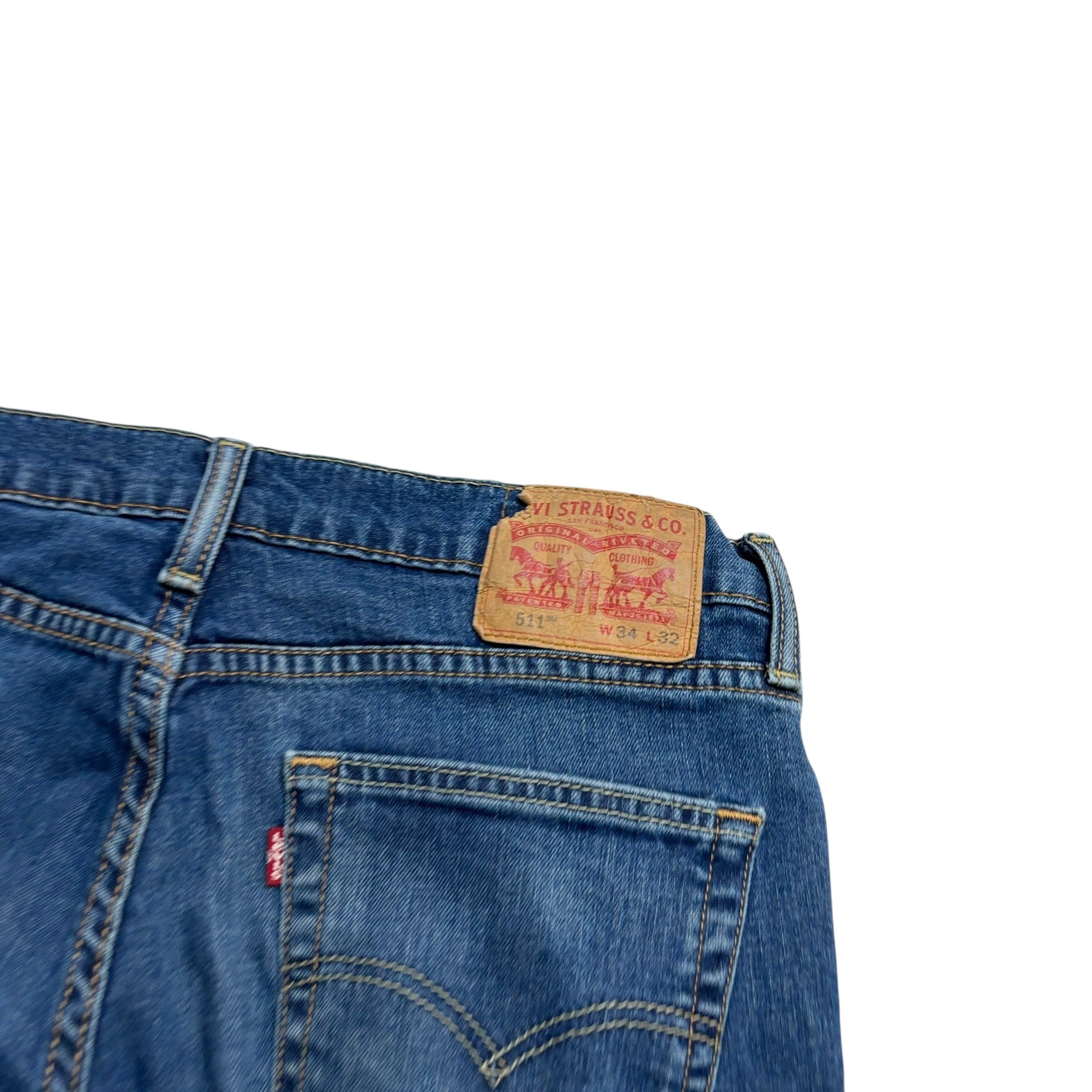 Levis 511 Jeans W33 L32 Mens Mid Blue Slim Fit Stretch Denim (F)