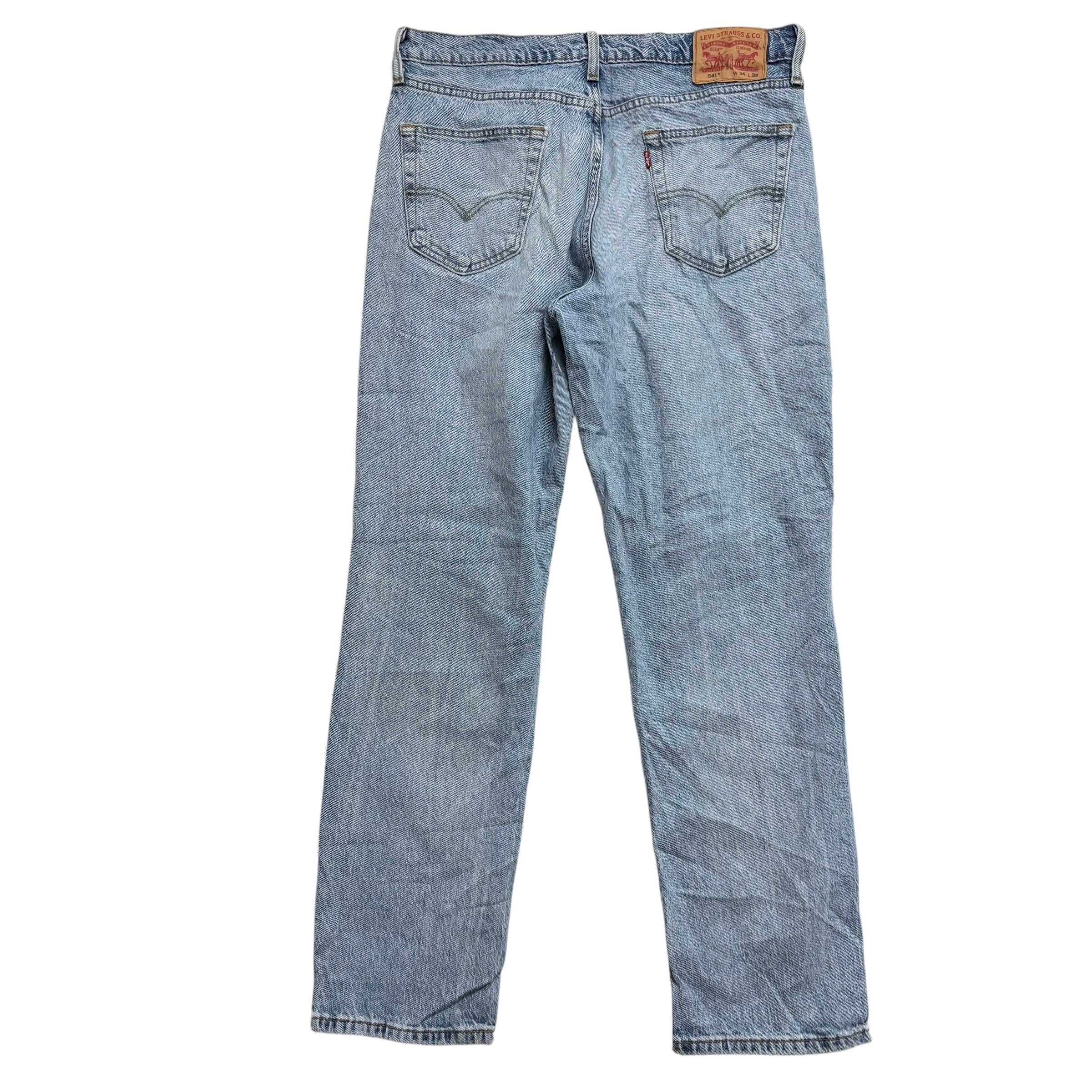 Levis 541 Jeans W34 L32 Mens Light Blue Athletic Tapered Fit Stretch Denim (E)