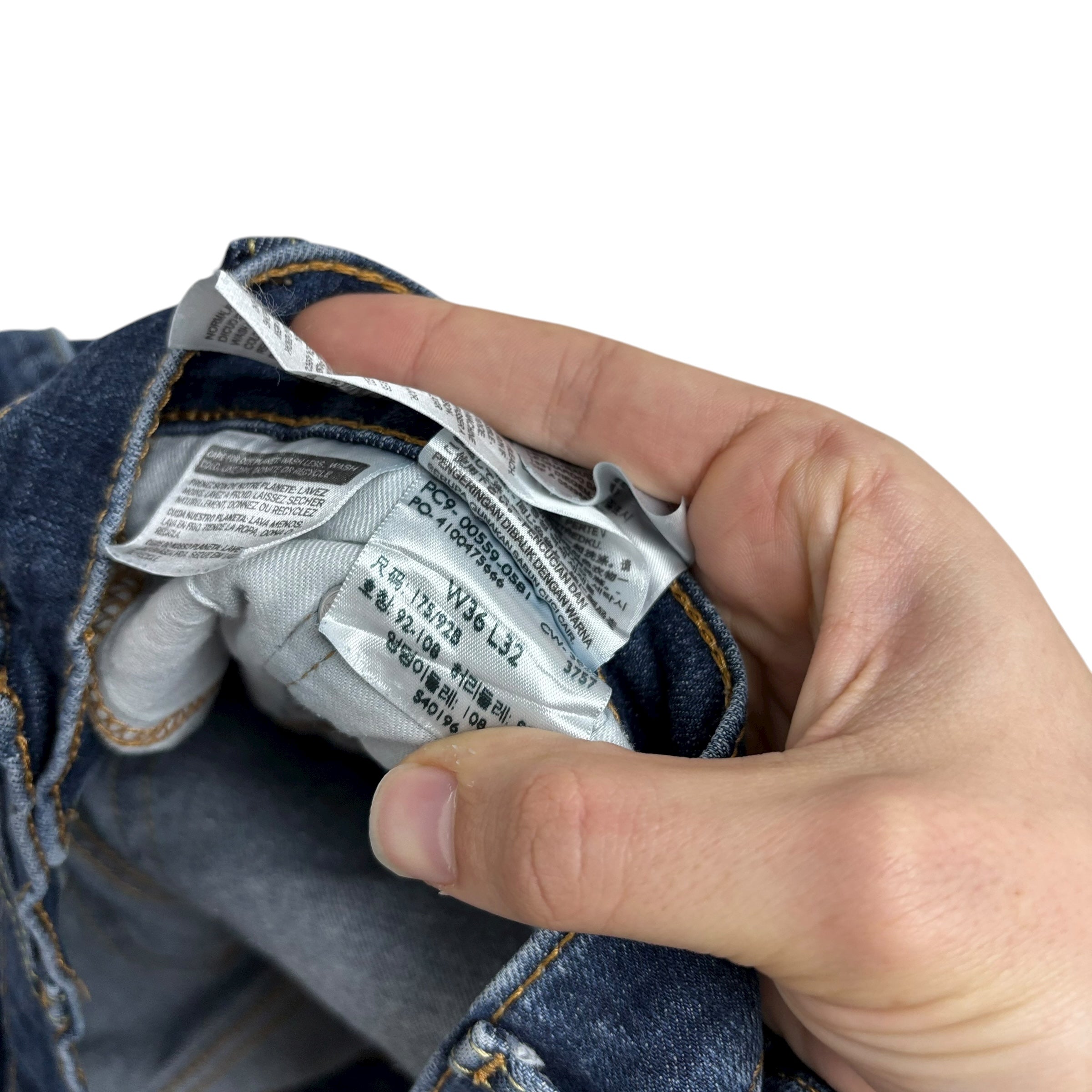 Levis 559 Jeans W36 L32 Mens Dark Blue Regular Straight Fit Stretch Denim (F)