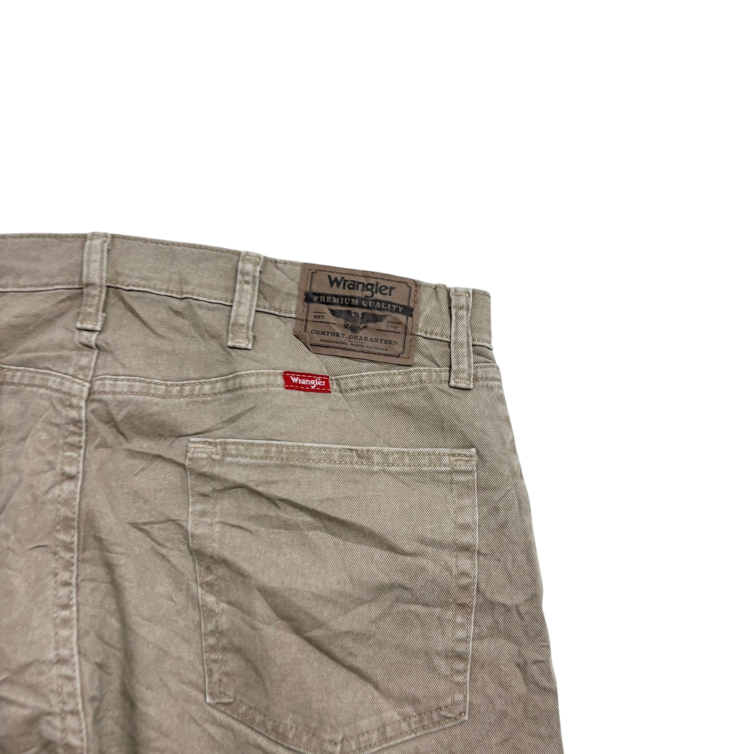 Wrangler Jeans W36 L29 Mens Beige Regular Straight Fit Stretch Denim (E)