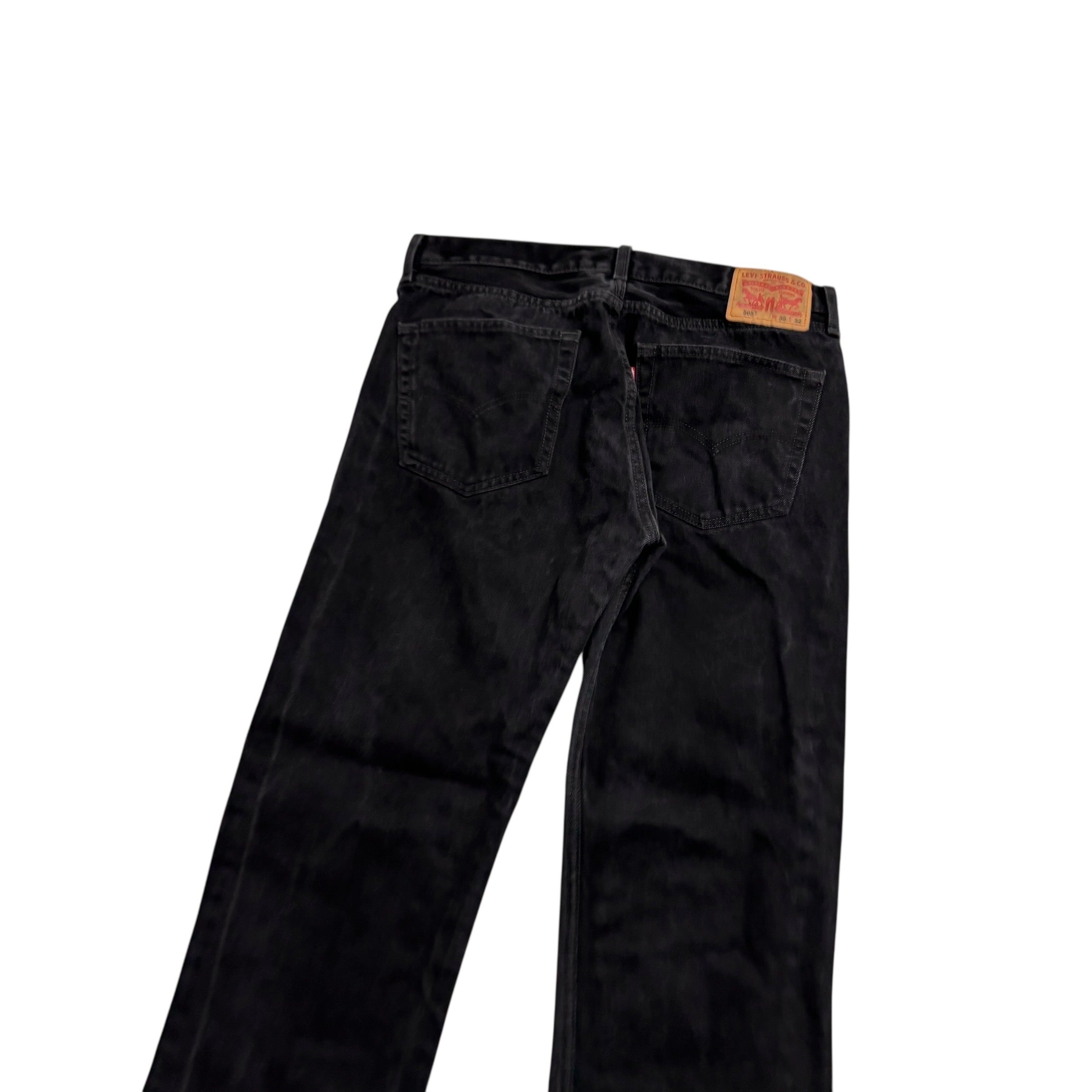 Levis 505 Jeans W36 L30 Mens Black Regular Straight Fit Denim (E)