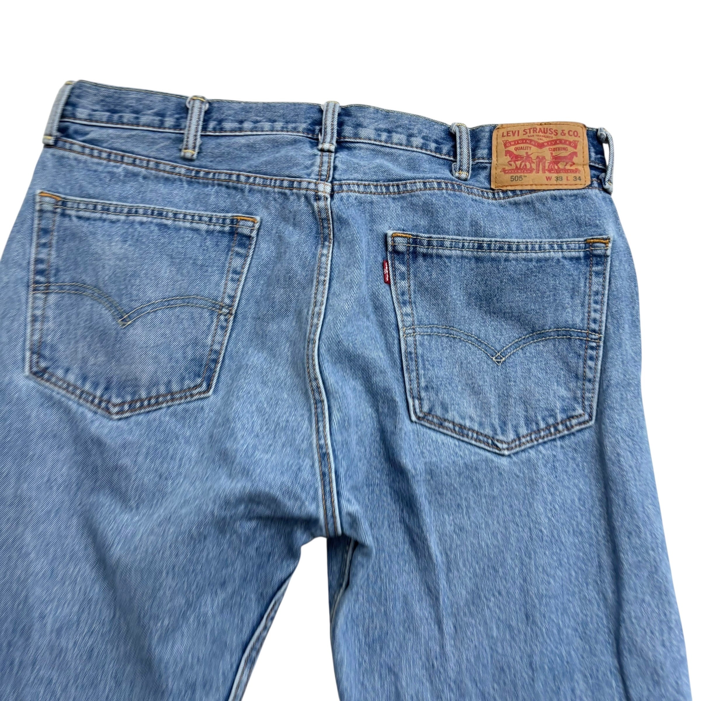 Levis 505 Jeans W36 L34 Mens Mid Blue Regular Straight Fit Denim