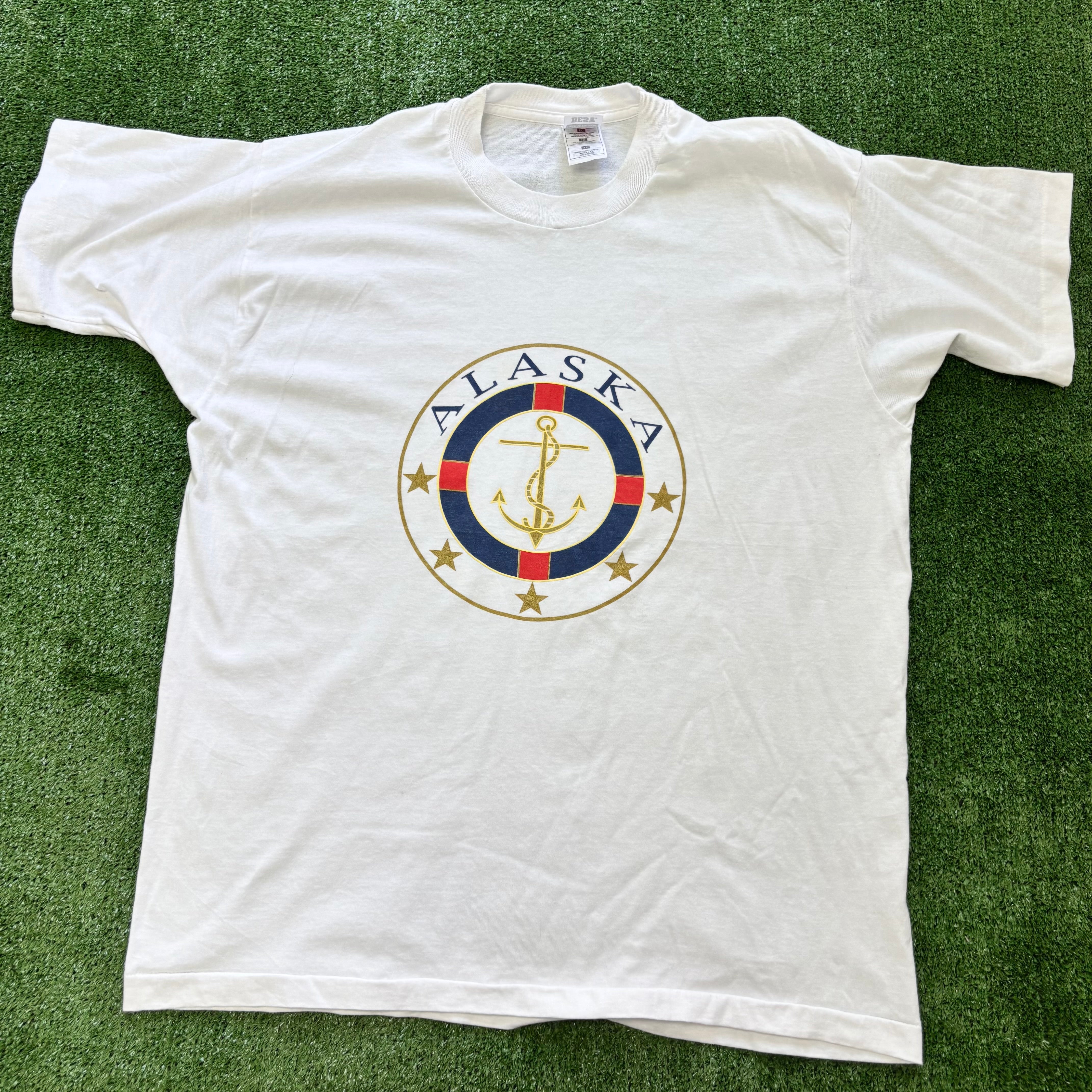 Vintage T Shirt Mens XL White Single Stitch Graphic Print 90s Tourist (E)