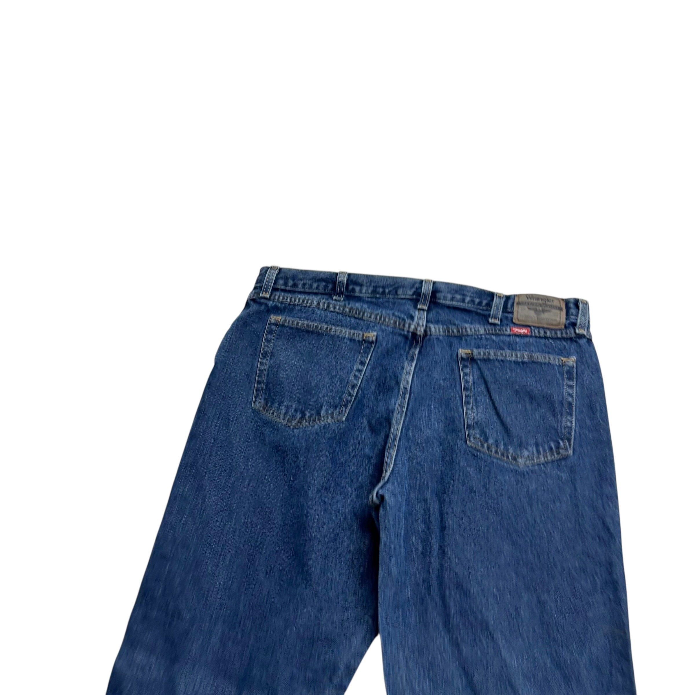 Wrangler Jeans W38 L34 Mens Dark Blue Relaxed Straight Fit Denim (E)