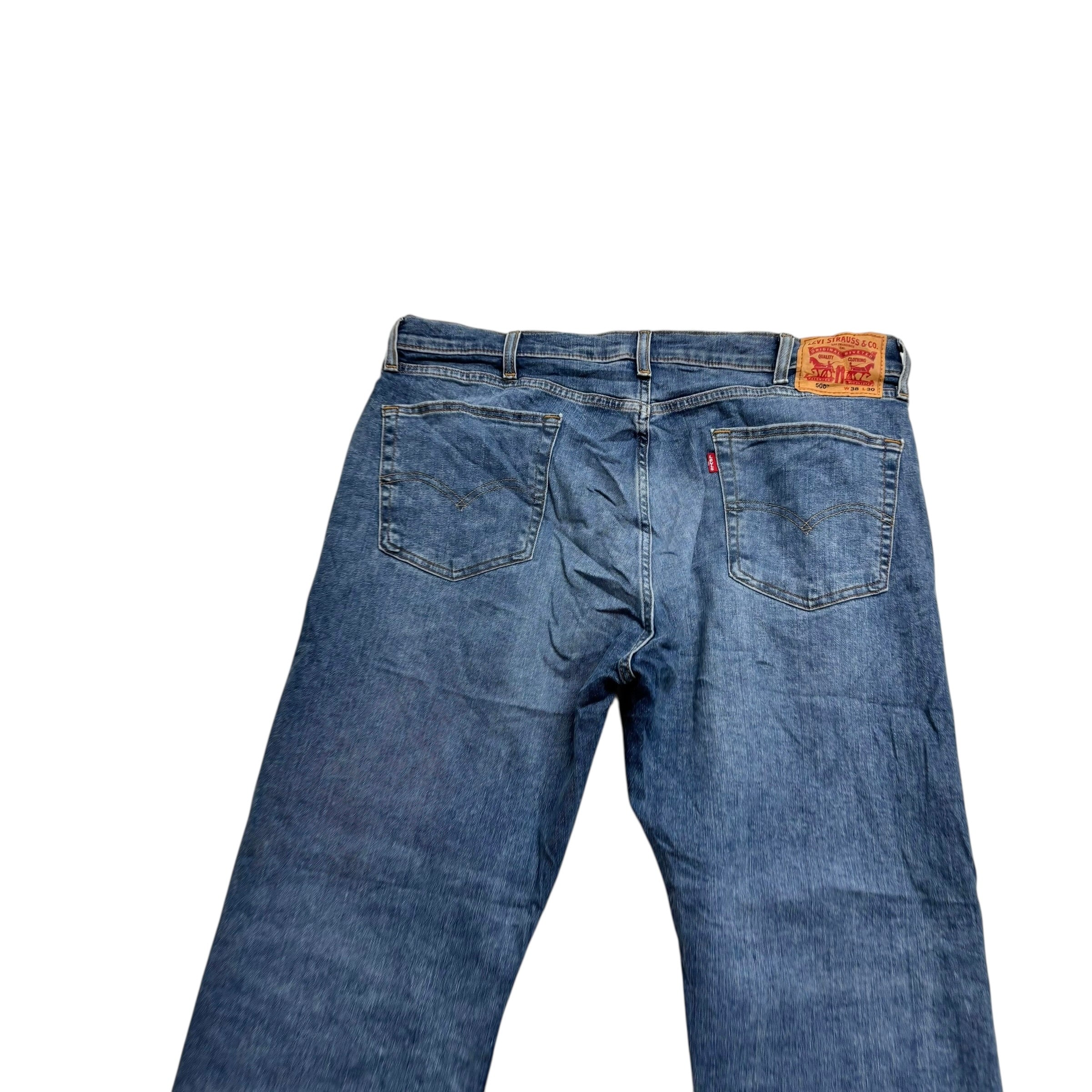 Levis 506 Jeans W38 L30 Mens Mid Blue Regular Straight Fit Stretch Denim (E)