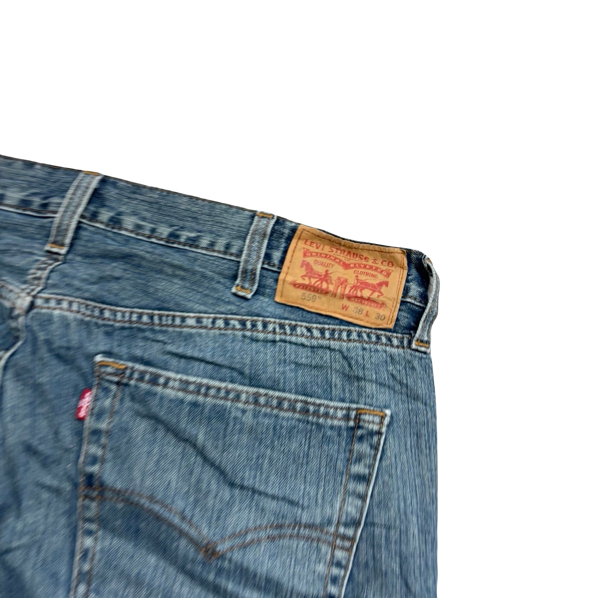 Levis 559 Jeans W38 L30 Mens Dark Blue Baggy Relaxed Straight Fit Denim (E)