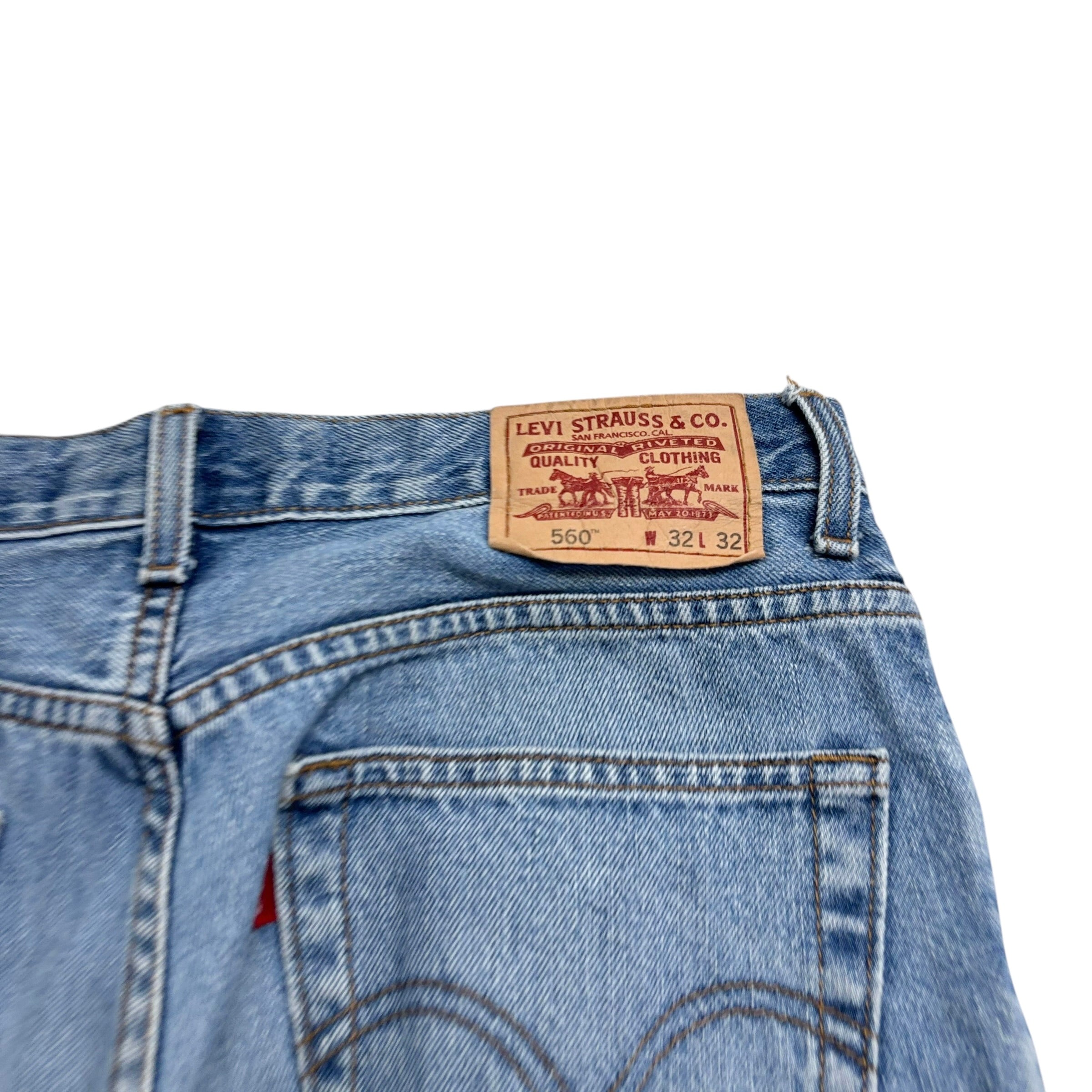 Levis 560 Jeans W32 L32 Mens Light Blue Baggy Relaxed Comfort Fit Vintage (E)