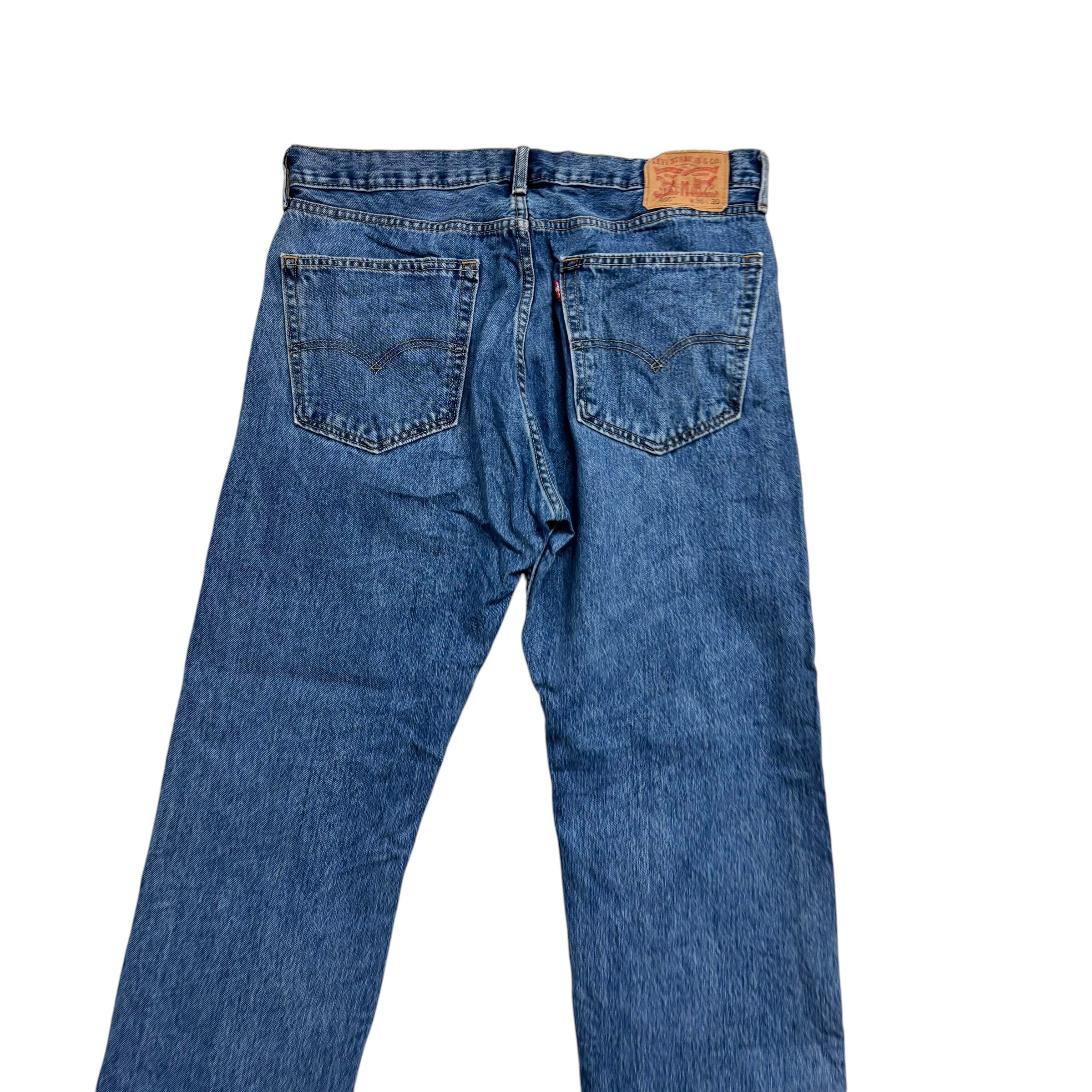 Levis 505 Jeans W36 L30 Mens Mid Blue Regular Straight Fit Denim (E)