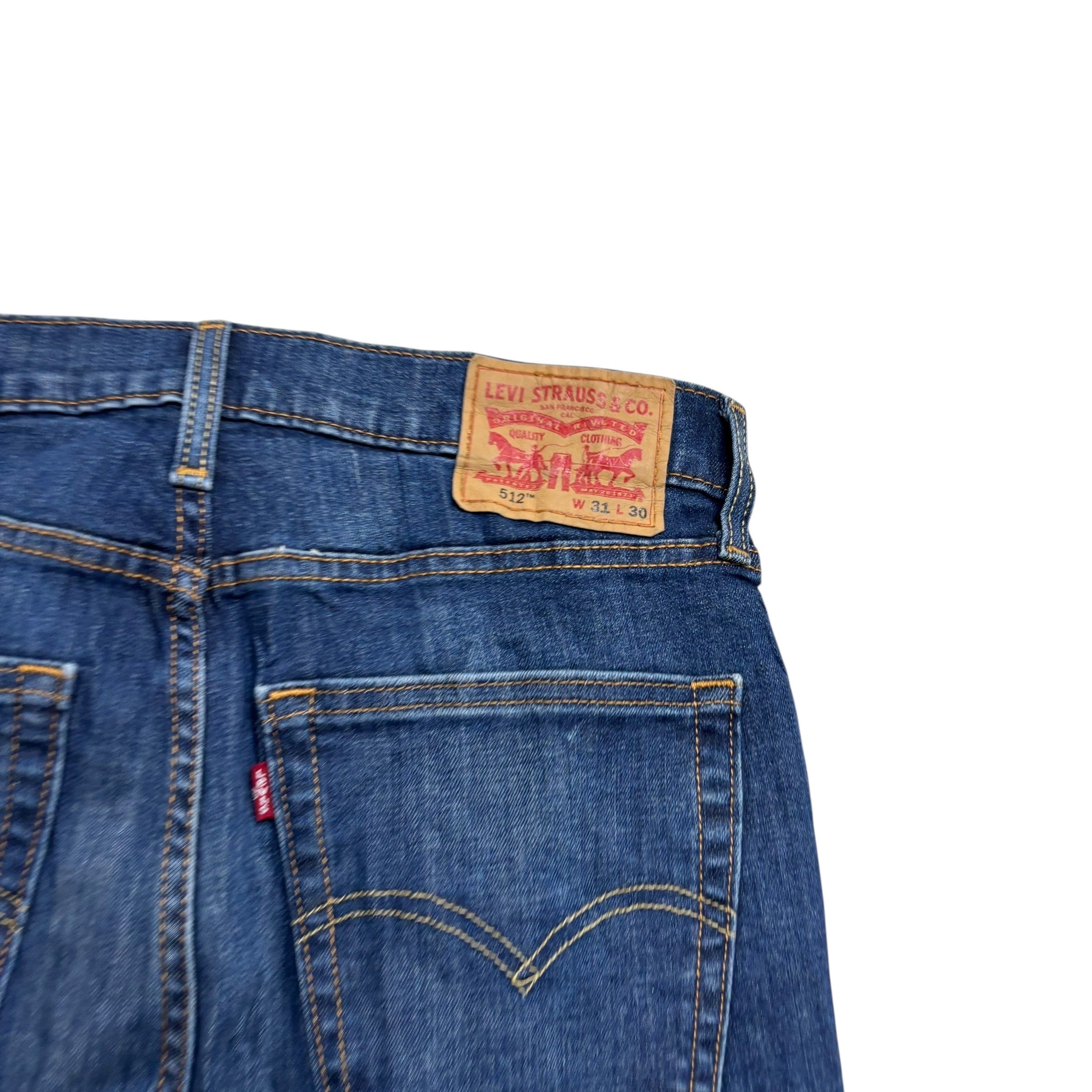 Levis 512 Jeans W31 L30 Mens Dark Blue Slim Tapered Fit Stretch Denim (E)