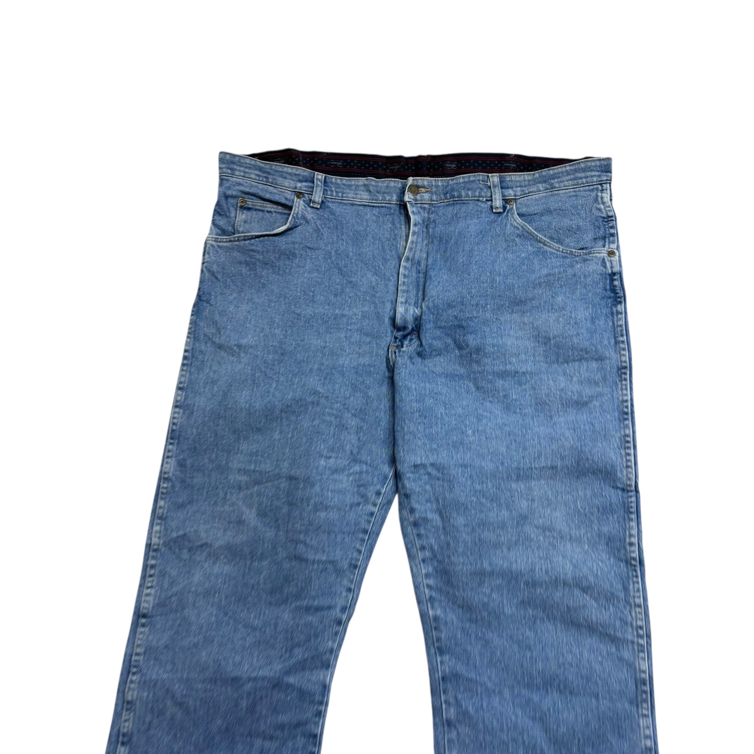 Wrangler Jeans W40 L30 Mens Light Blue Regular Straight Fit Stretch Denim (E)