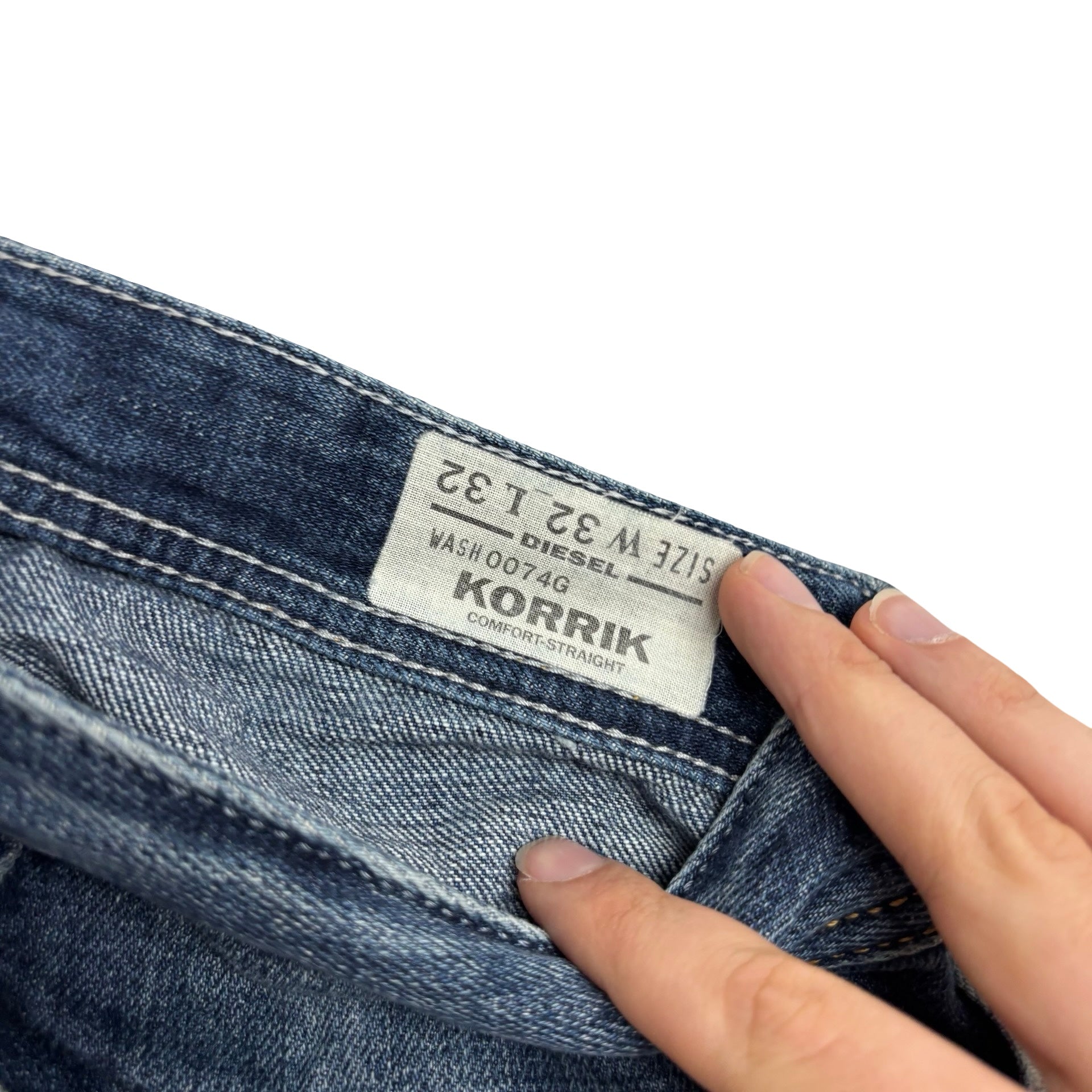 Diesel Korrik Jeans W32 L32 Mens Dark Blue Relaxed Comfort Straight Fit Denim