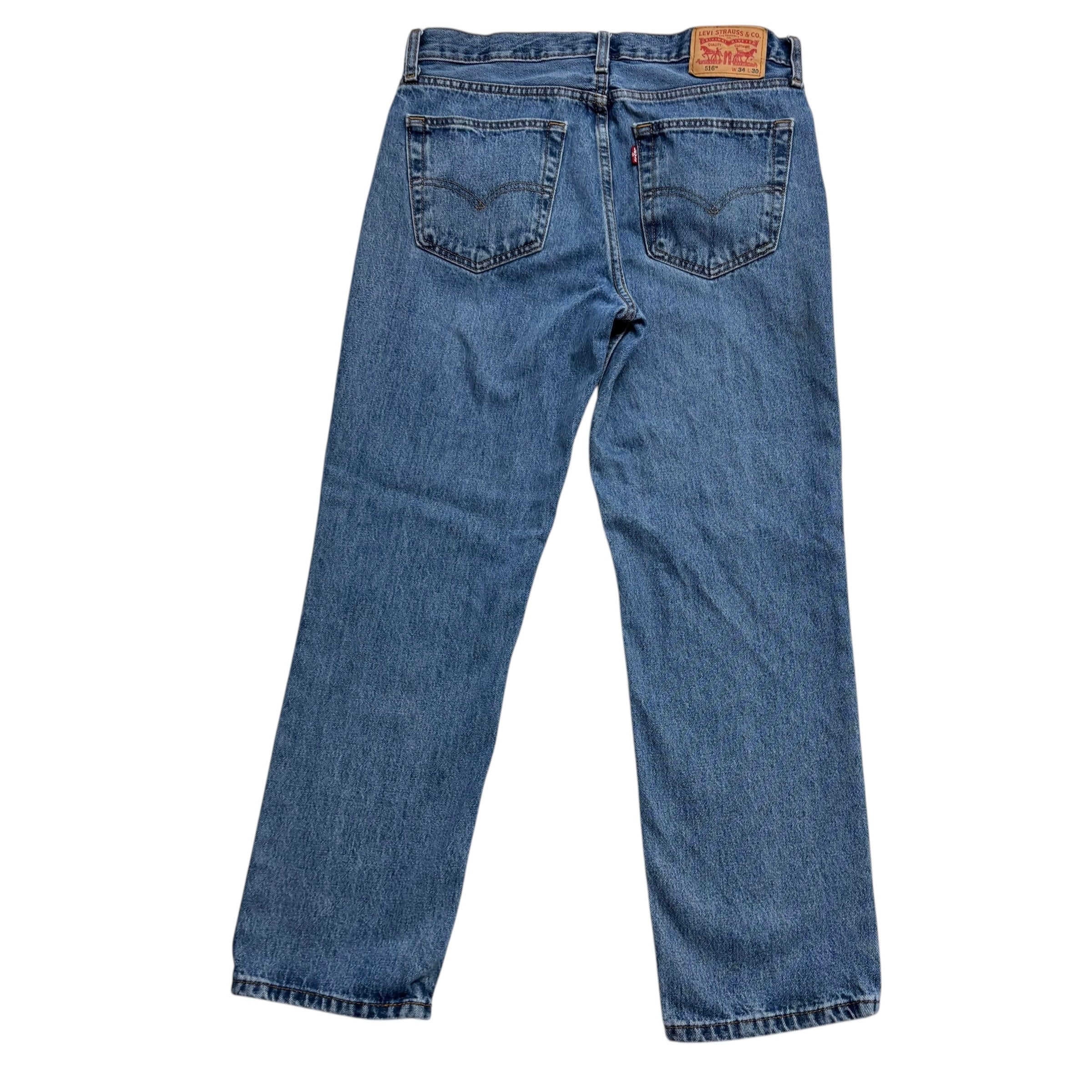 Levis 516 Jeans W34 L29 Mens Mid Blue Regular Straight Fit Denim