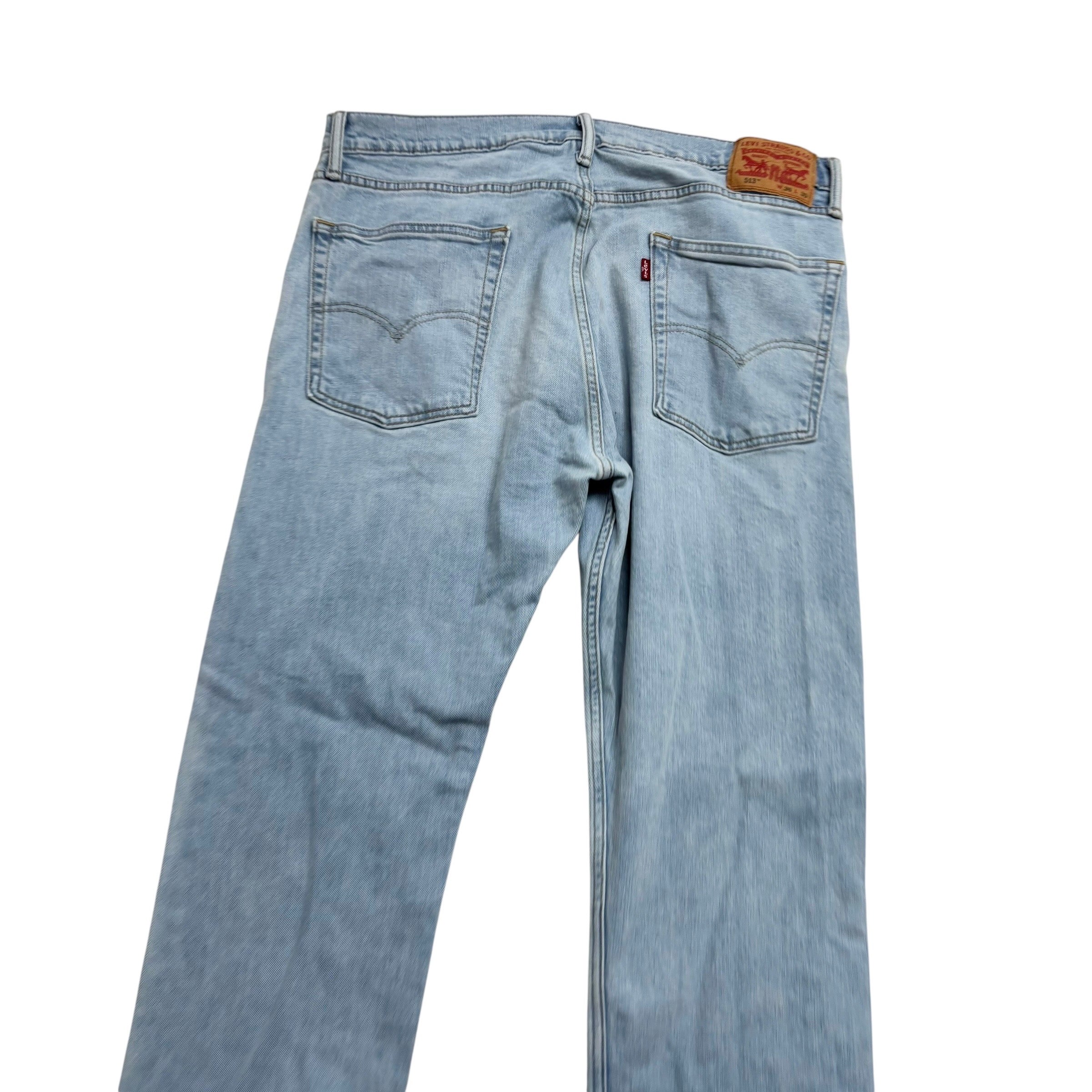 Levis 513 Jeans W36 L30 Mens Light Blue Slim Straight Fit Stretch Denim (E)