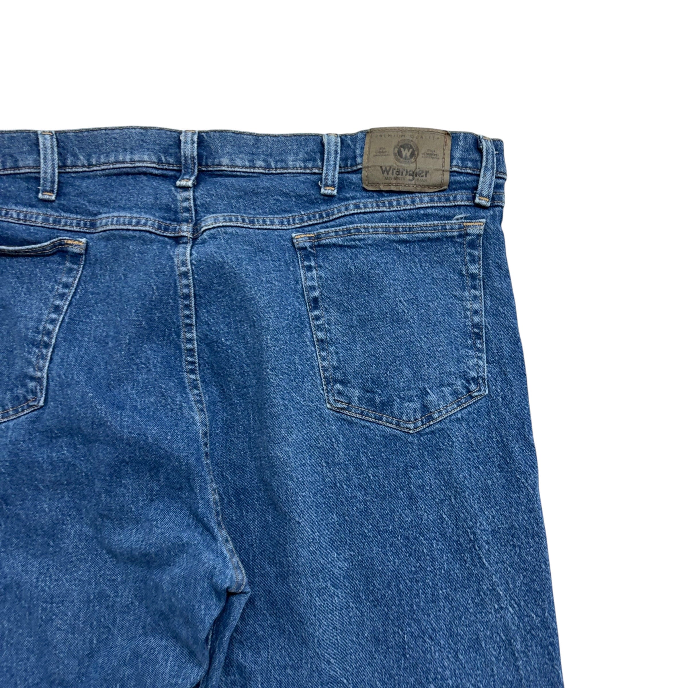 Wrangler Jeans W40 L30 Mens Mid Blue Regular Straight Fit Stretch Denim (E)