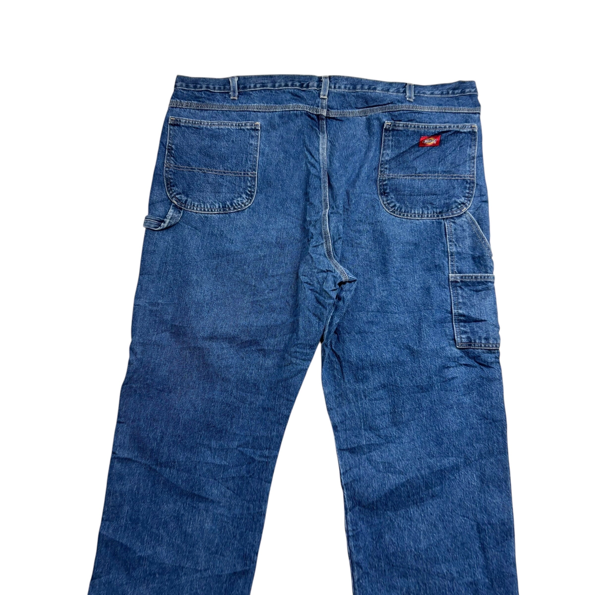 Dickies Carpenter Jeans W48 L32 Mens Mid Blue Relaxed Straight Fit Pants (E)