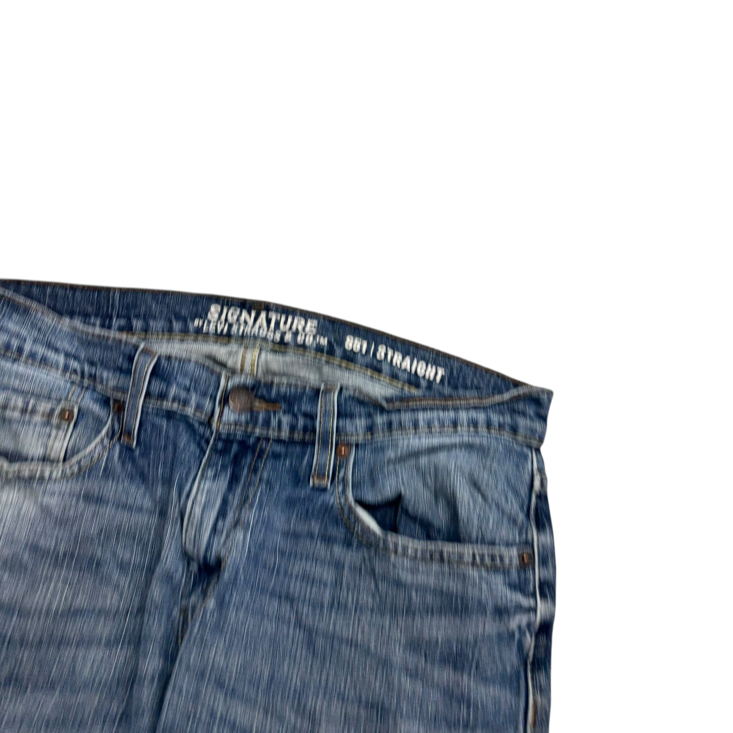 Levis Signature Jeans W32 L32 Mens Mid Blue Regular Straight Fit Stretch Denim