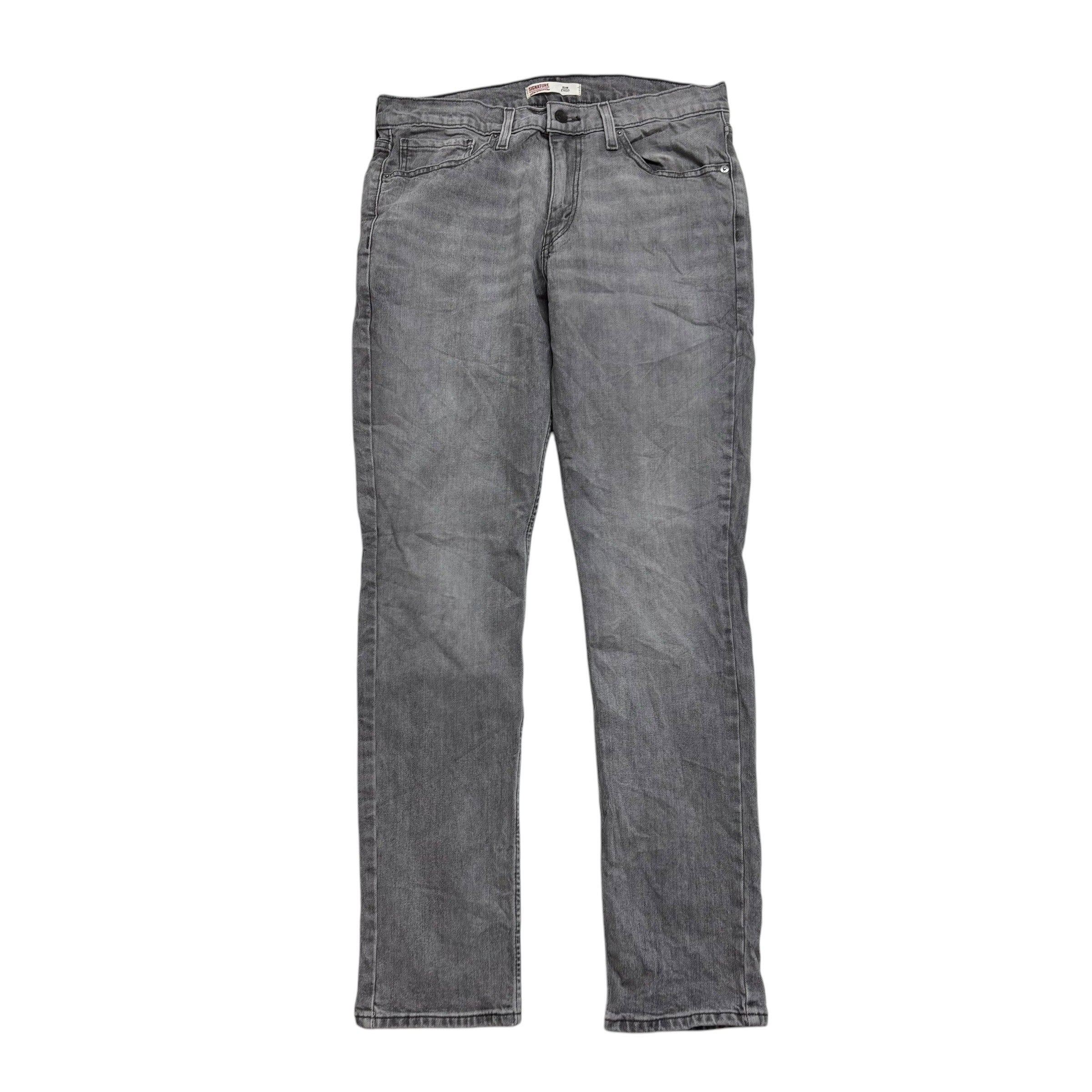 Levis Signature Jeans W32 L32 Mens Grey Slim Fit Stretch Denim (E)