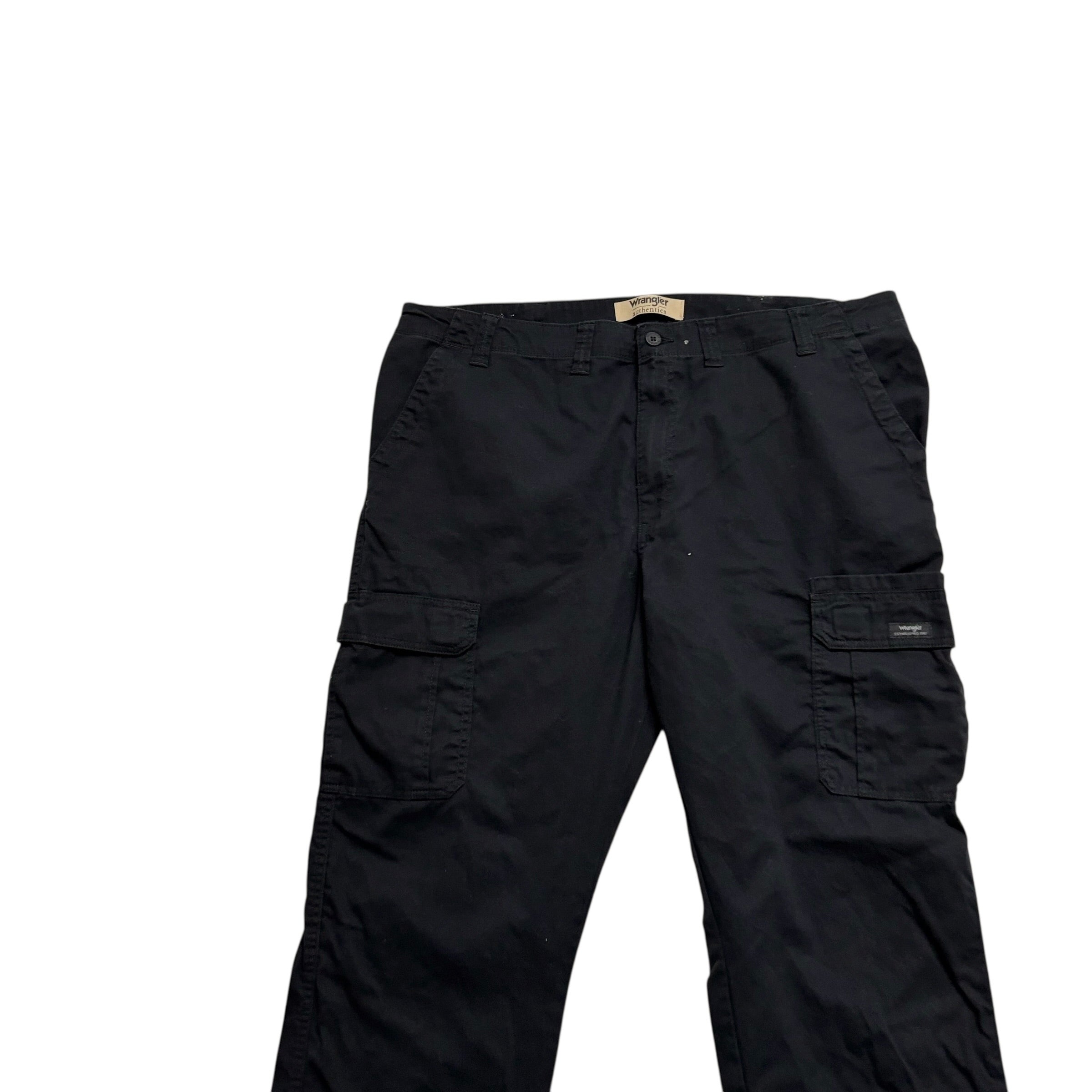 Wrangler Cargo Trousers W44 L32 Mens Black Relaxed Straight Fit Stretch Pant (E)