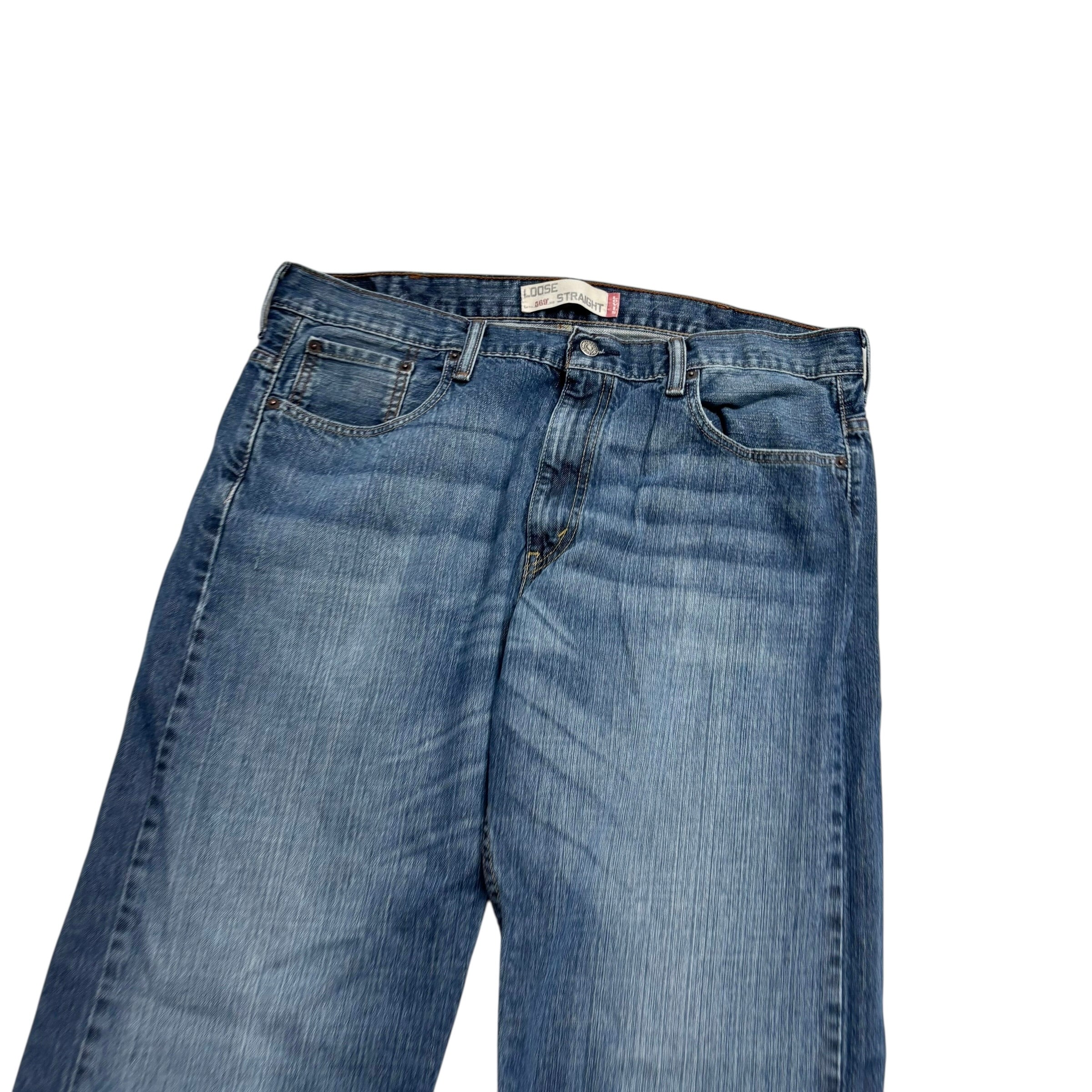 Levis 569 Jeans W38 L34 Mens Mid Blue Baggy Relaxed Straight Vintage Denim (E)
