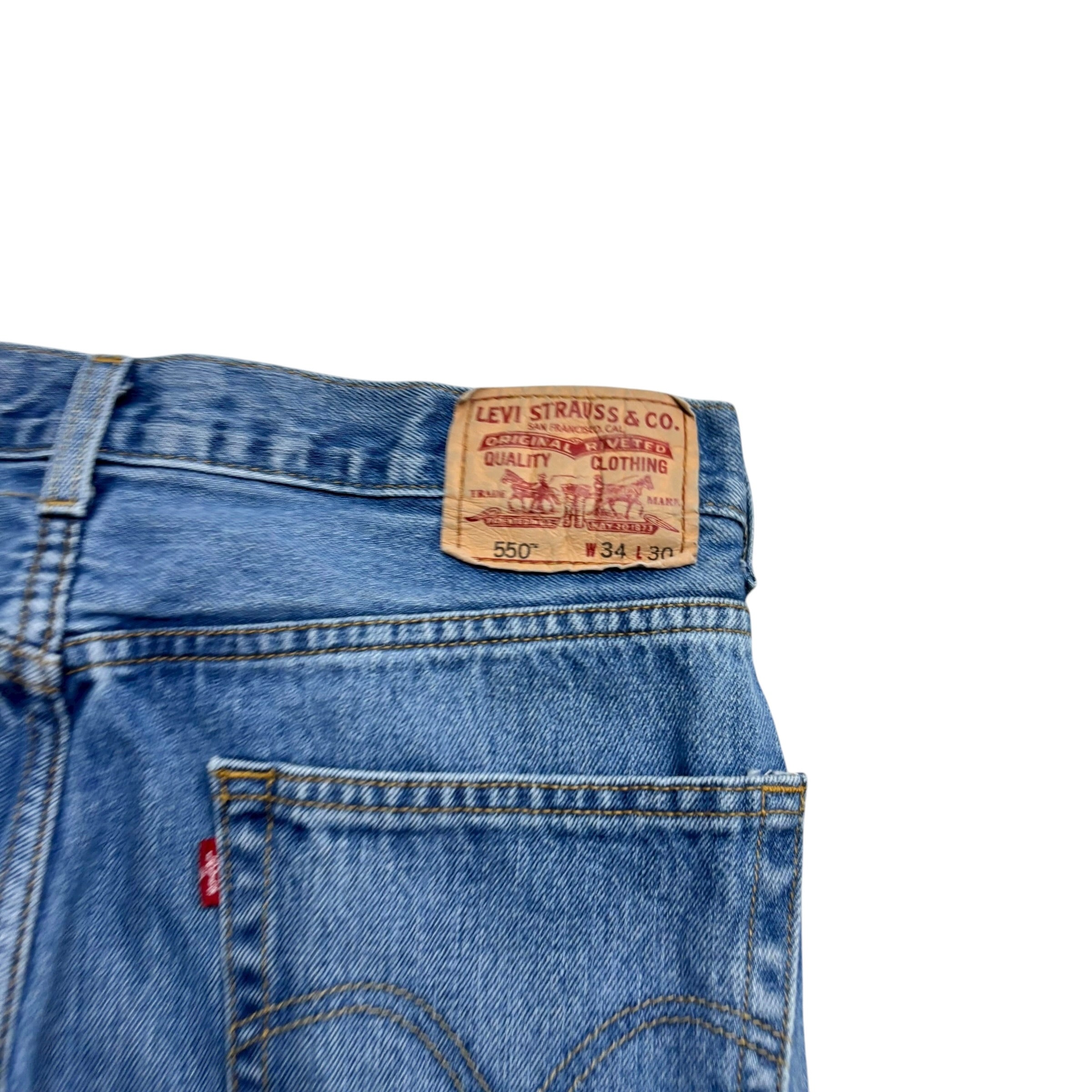 Levis 550 Jeans W32 L30 Mens Mid Blue Baggy Relaxed Straight Fit Vintage Denim