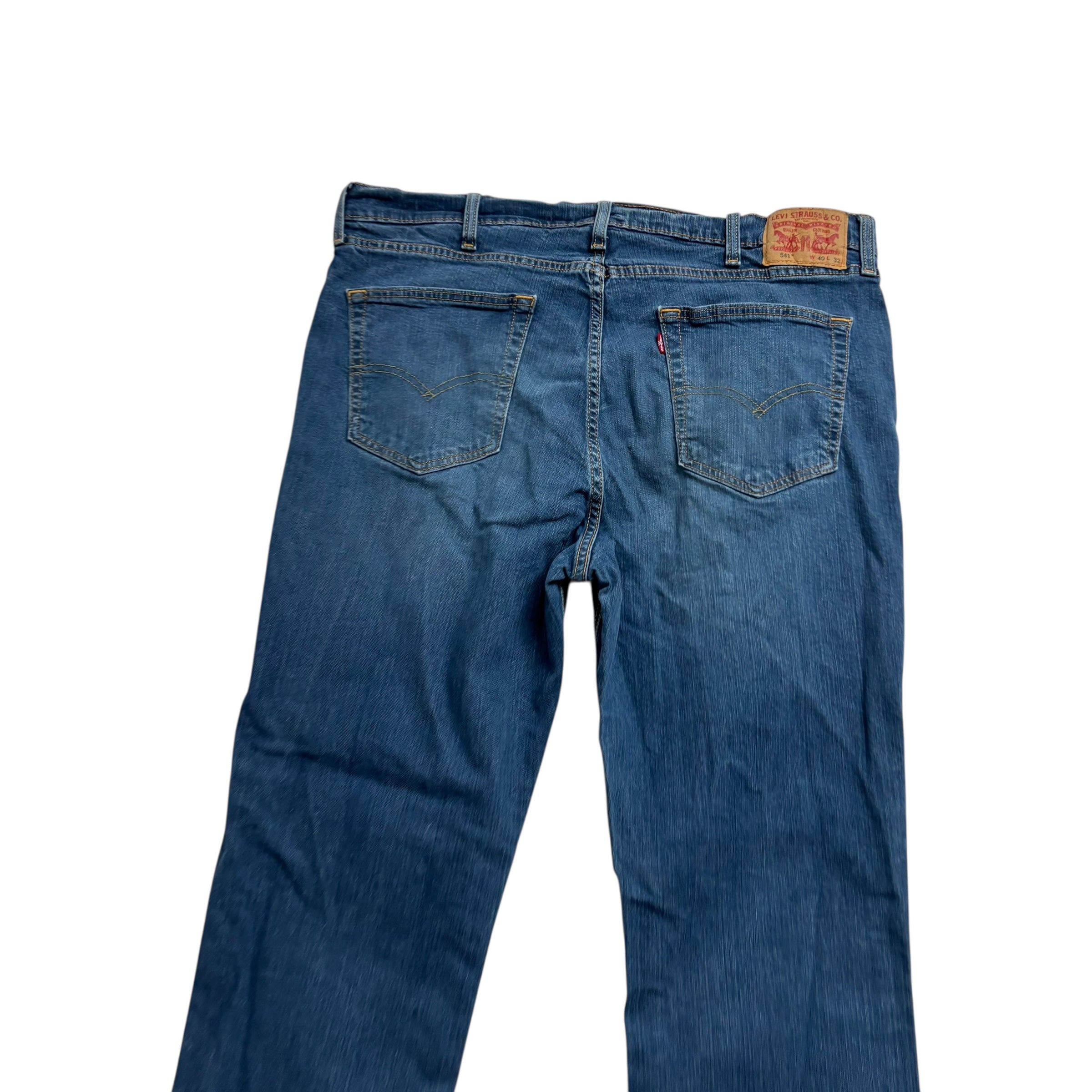 Levis 541 Jeans W38 L31 Mens Dark Blue Athletic Tapered Fit Stretch Denim (E)