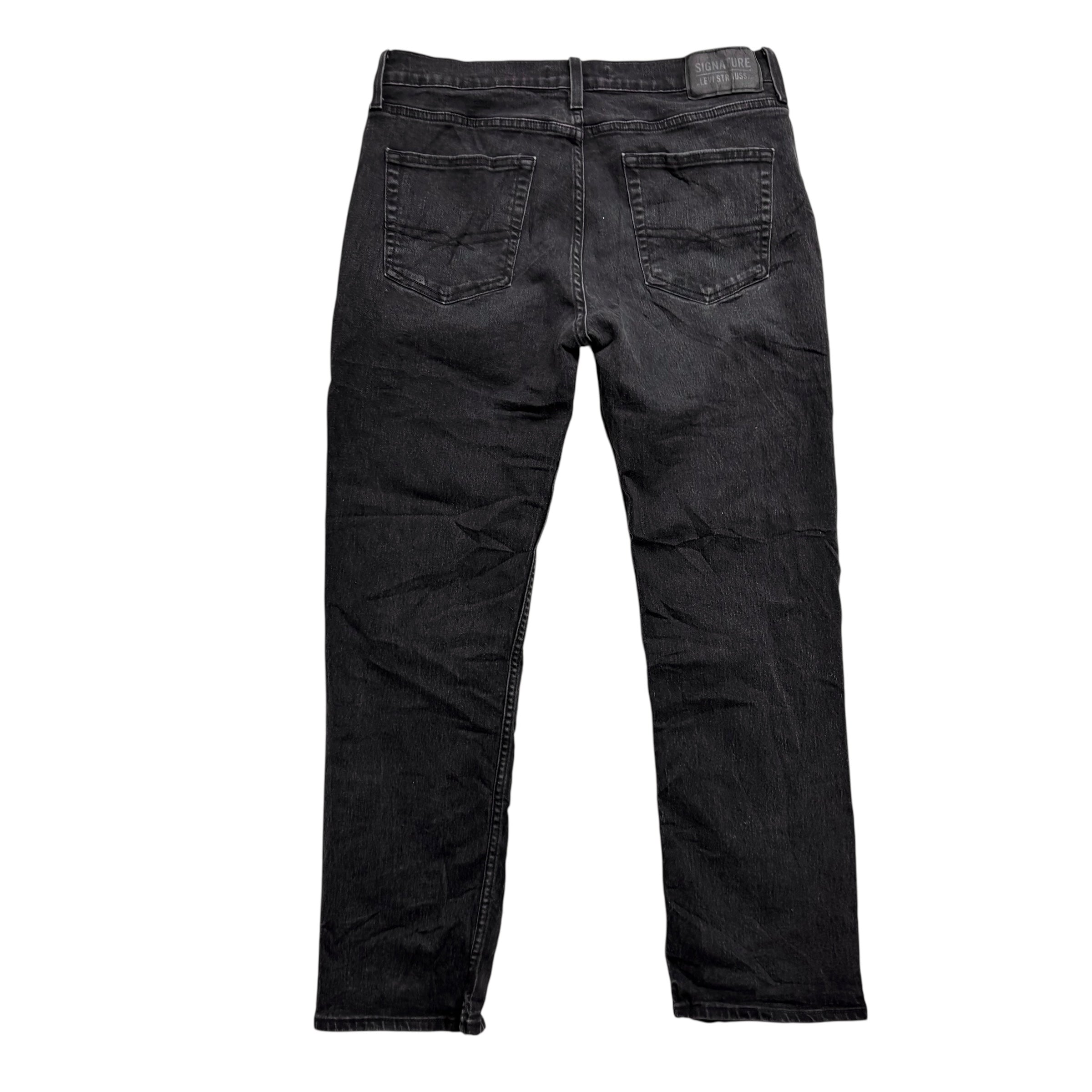 Levis Signature Jeans W33 L29 Mens Black Regular Straight Stretch Denim