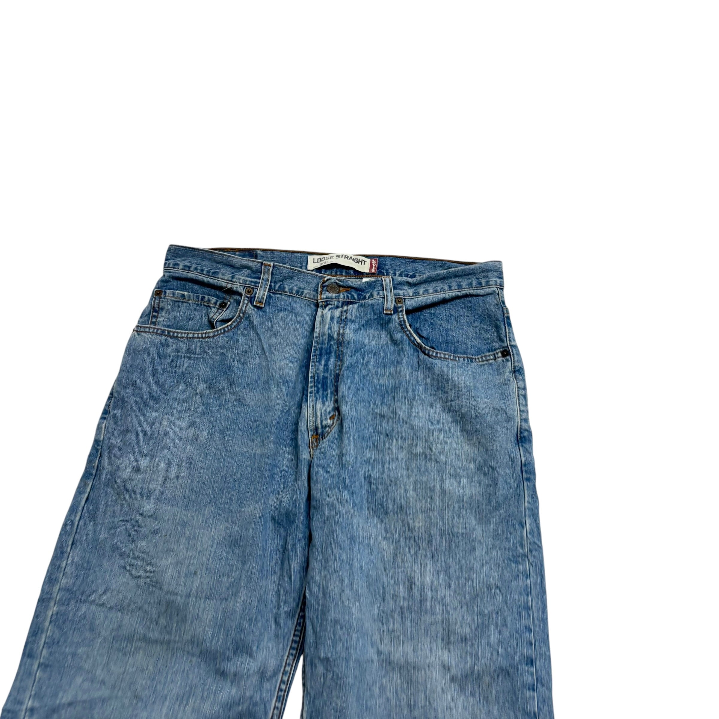 Levis 569 Jeans W34 L29 Mens Mid Blue Baggy Relaxed Straight Fit Vintage (F)