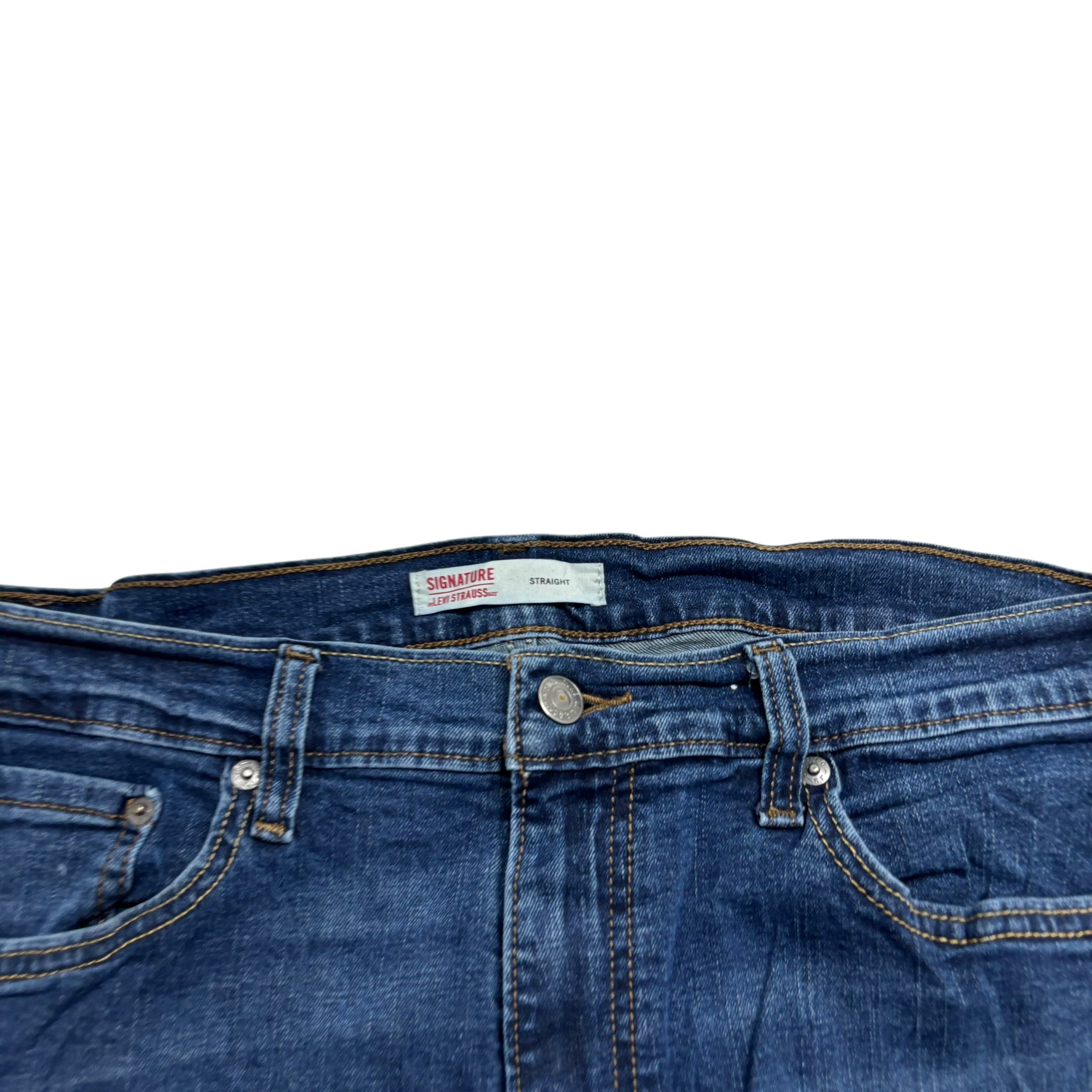 Levis Signature Jeans W36 L32 Mens Dark Blue Regular Straight Stretch Denim (E)