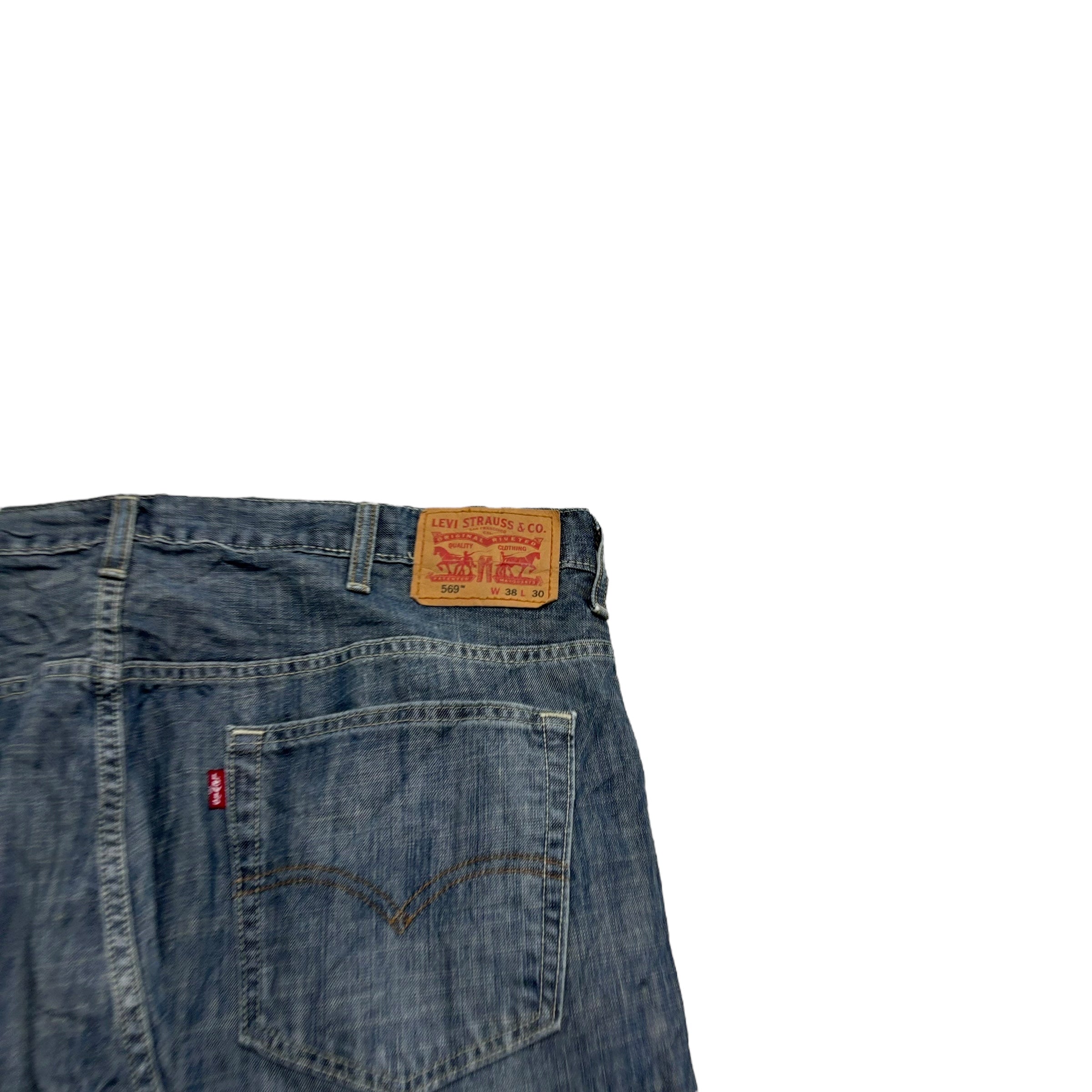 Levis 569 Jeans W38 L30 Mens Blue Baggy Relaxed Straight Fit Denim (E)