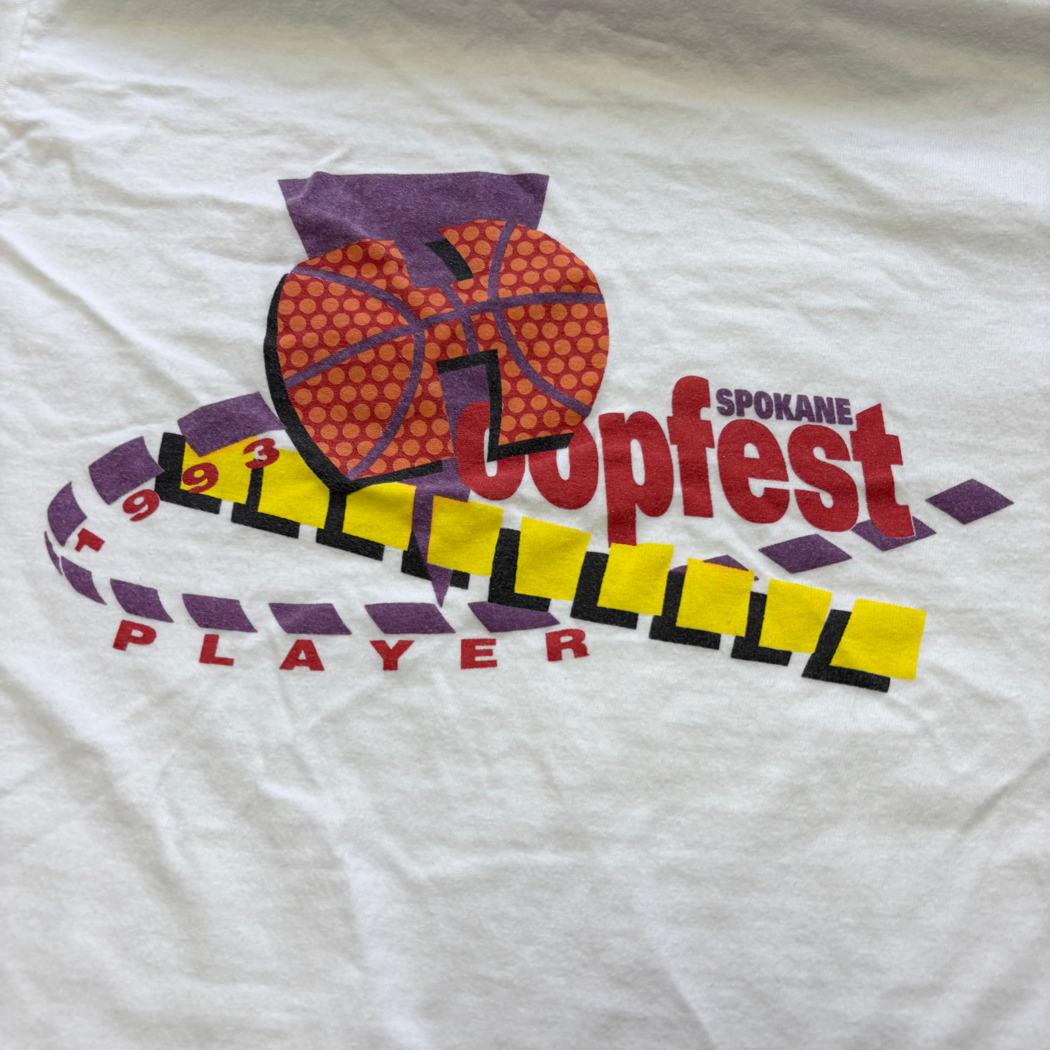 Vintage T Shirt Mens XS White Single Stitch Graphic Print 90s Basketball USA