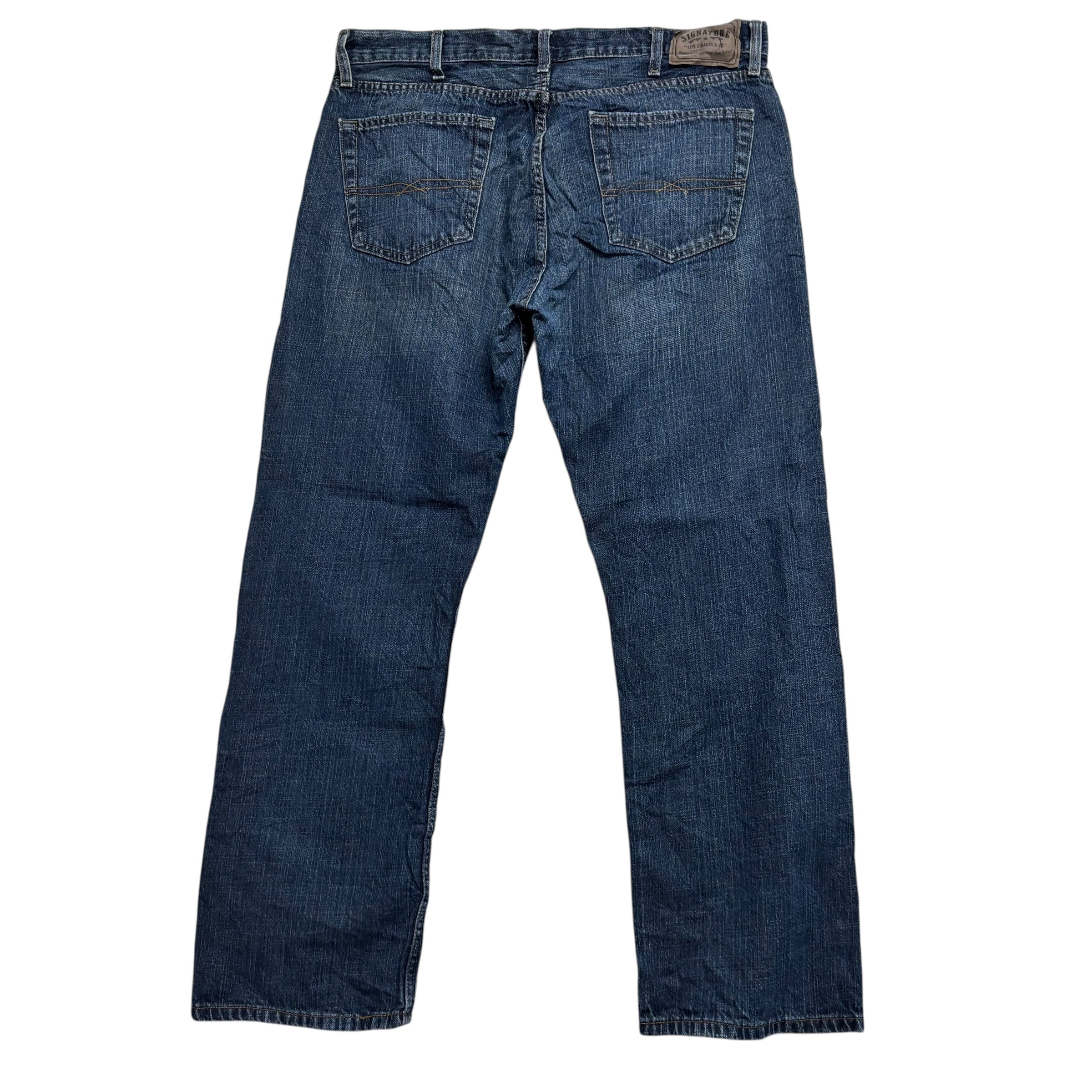 Levis Signature Jeans W38 L32 Mens Dark Blue Regular Straight Vintage Denim (E)