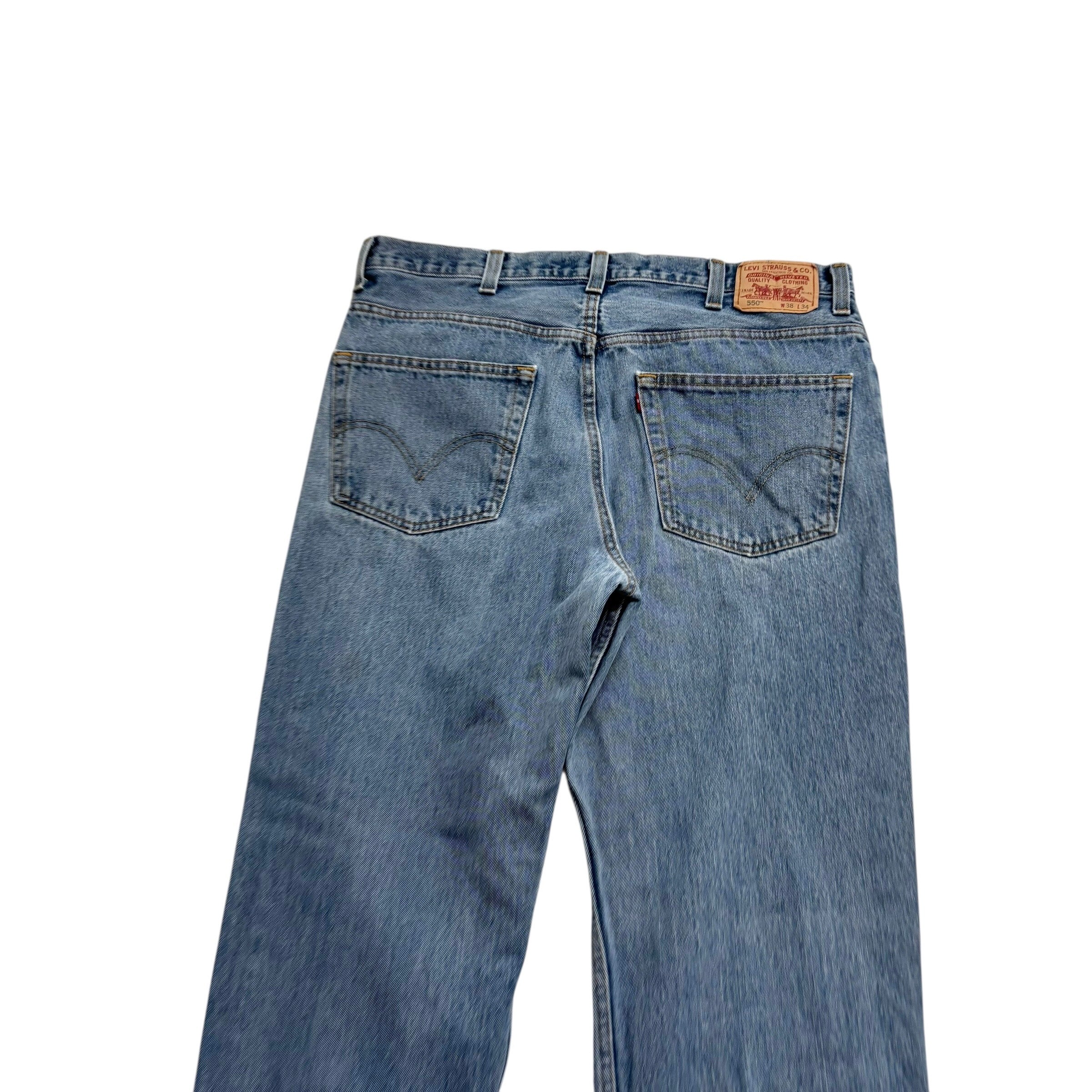 Levis 550 Jeans W38 L34 Mens Light Blue Baggy Relaxed Straight Vintage Denim (F)