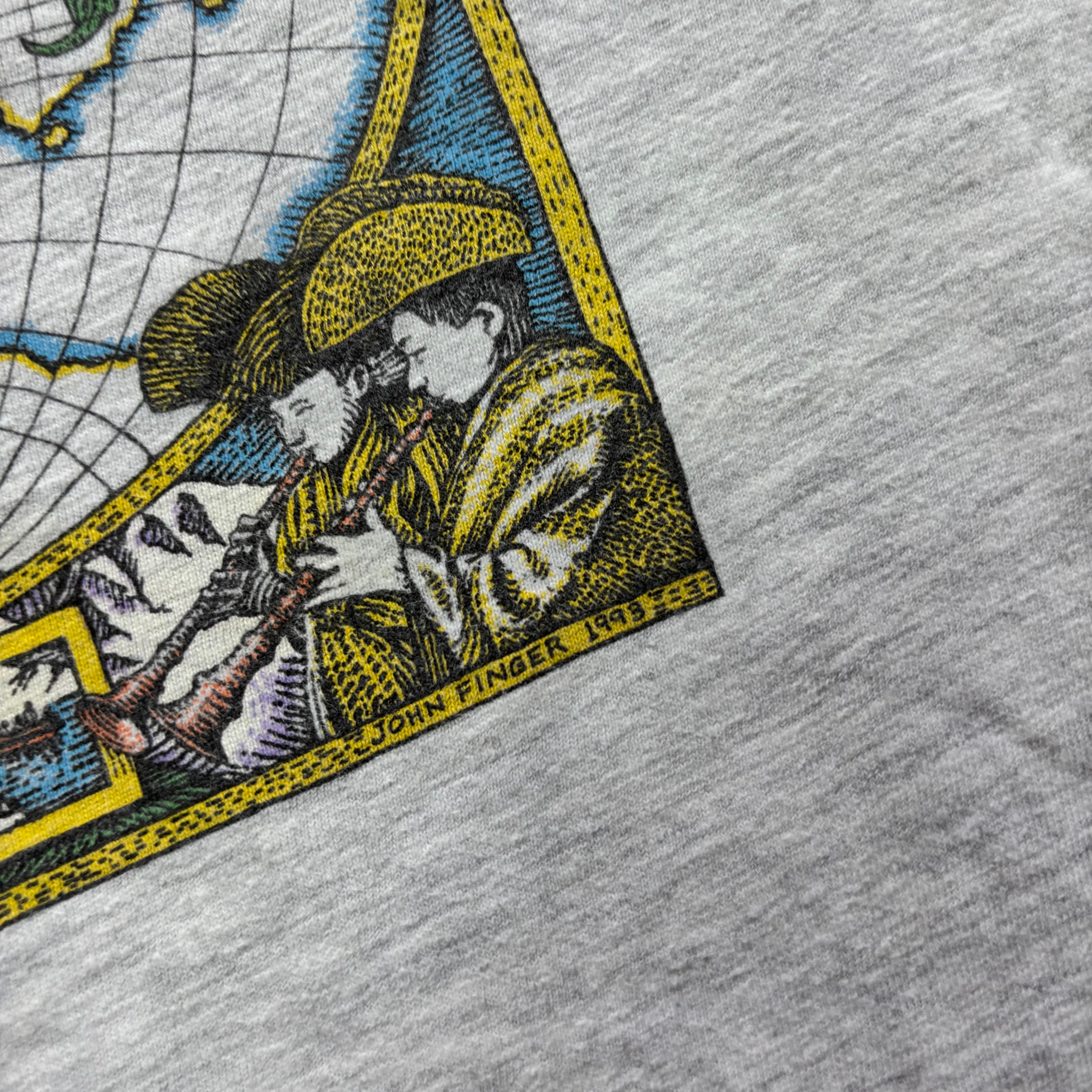 Vintage T Shirt Mens Large Grey Single Stitch Graphic Print 90s Travel (E)