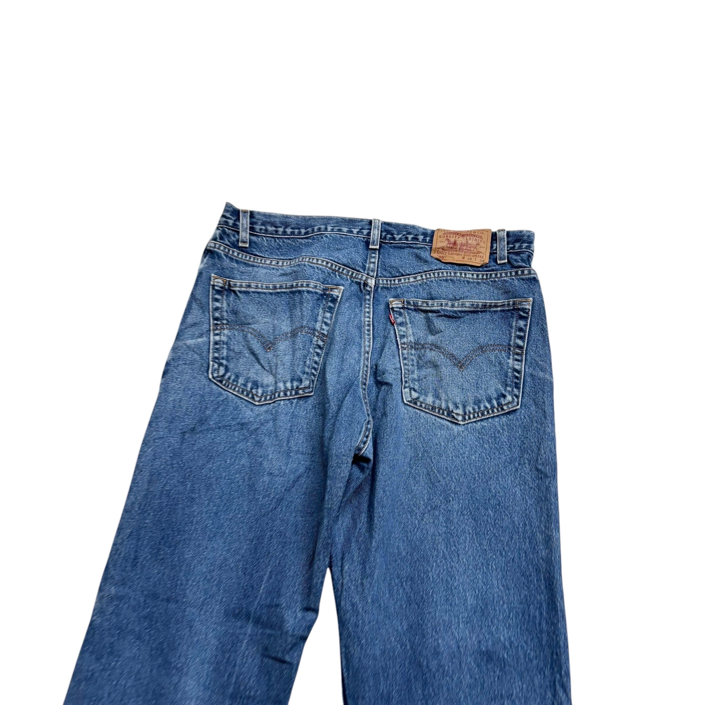 Levis 505 Jeans W36 L33 Mens Mid Blue Regular Straight Fit Vintage Denim (E)